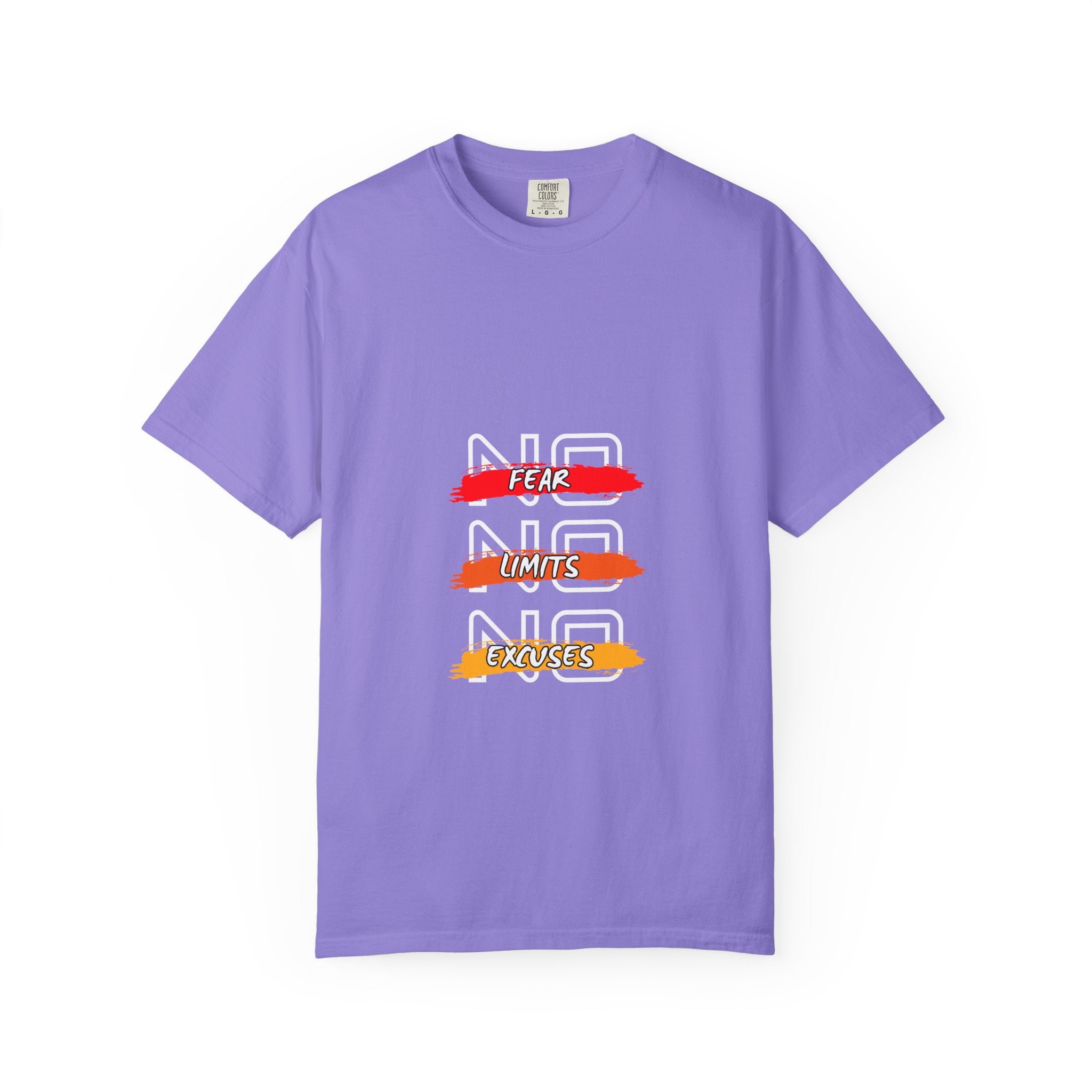 T-Shirt — "No Fear, No Limits, No Excuses" Motivational Graphic Tee