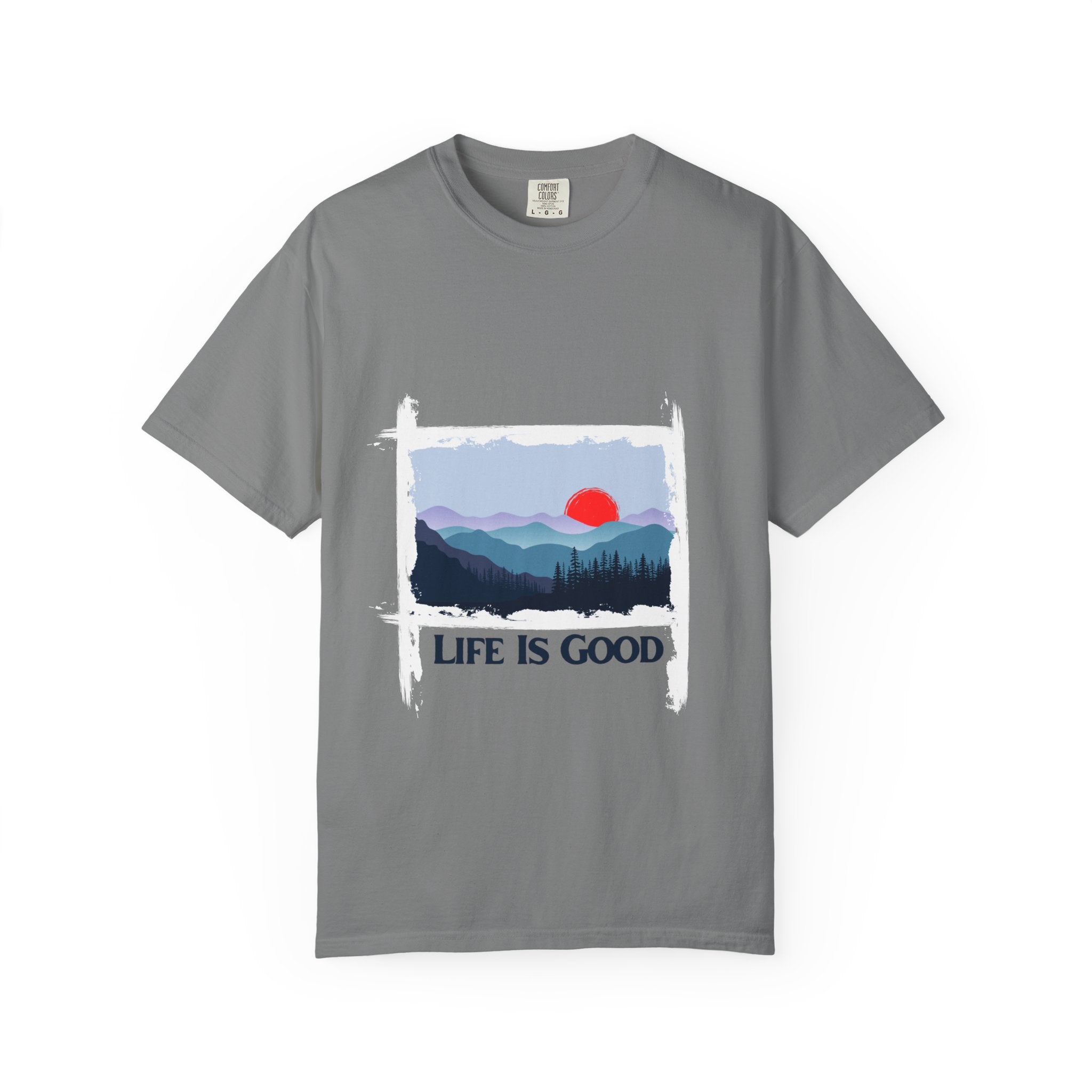 Life Is Good Mountain T-Shirt — Scenic Sunrise Graphic Tee