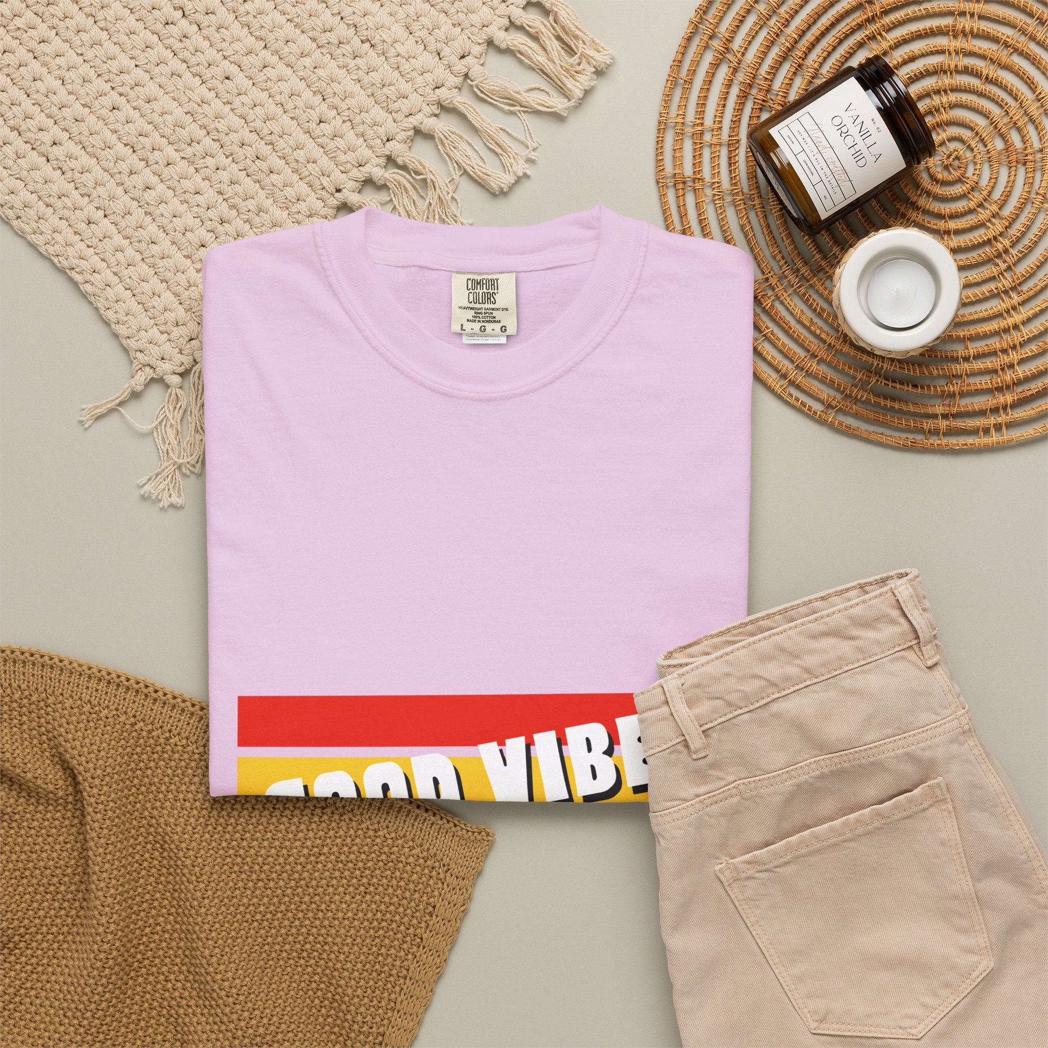 Good Vibes T-Shirt — Retro Stripes “Mind Positive Vibes, Positive Life”