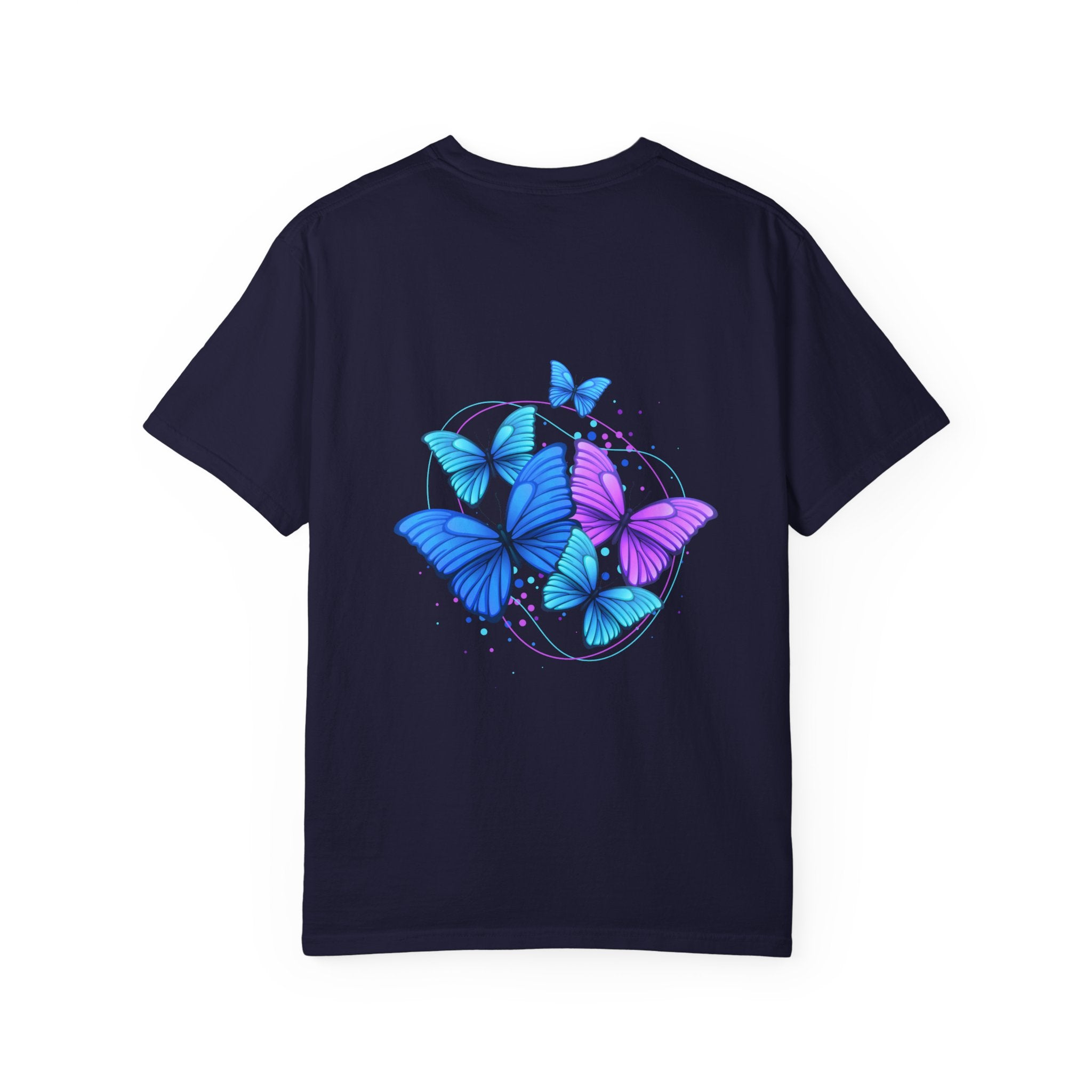Butterfly Cluster T‑Shirt — Blue & Purple Wings Graphic Tee