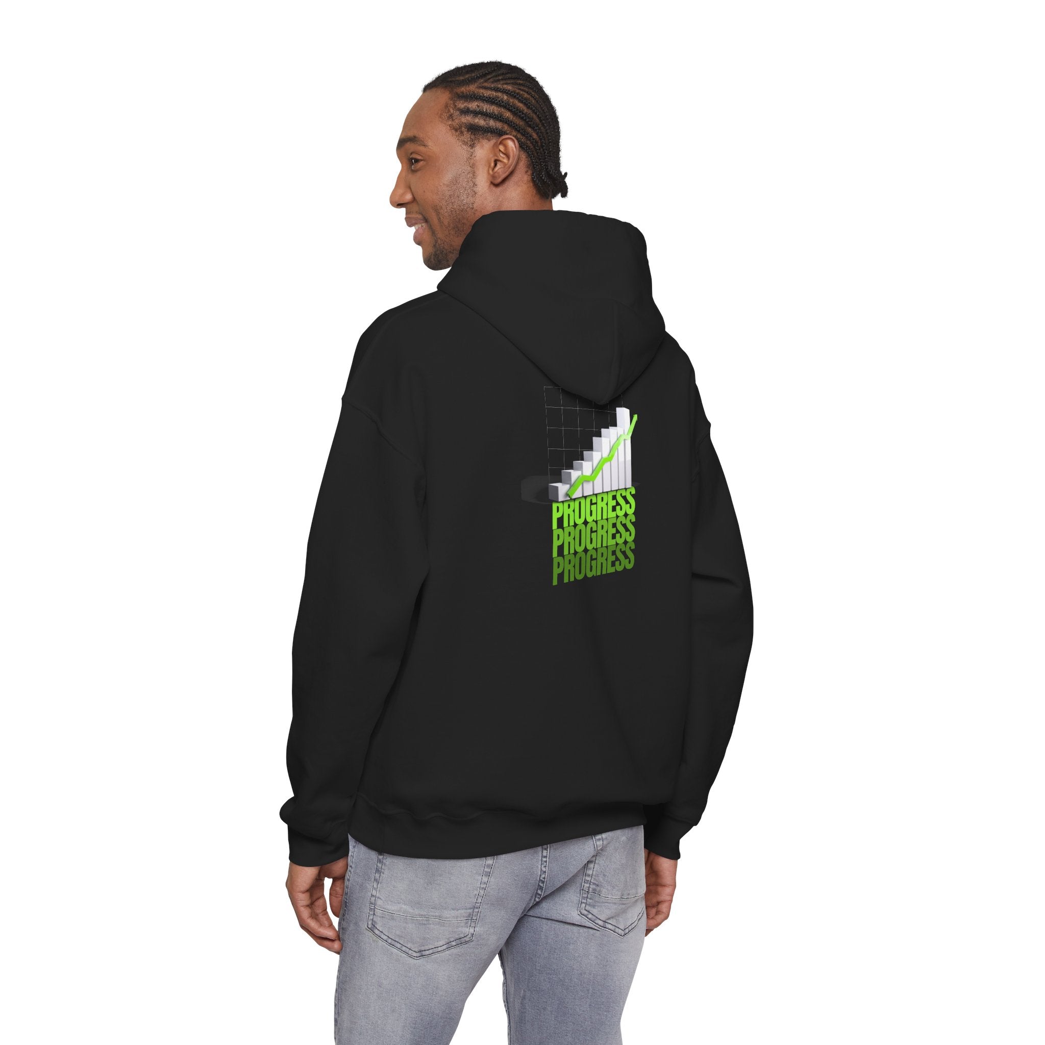 Progress Graphic Hoodie - Retro Staircase 'Progress' Text