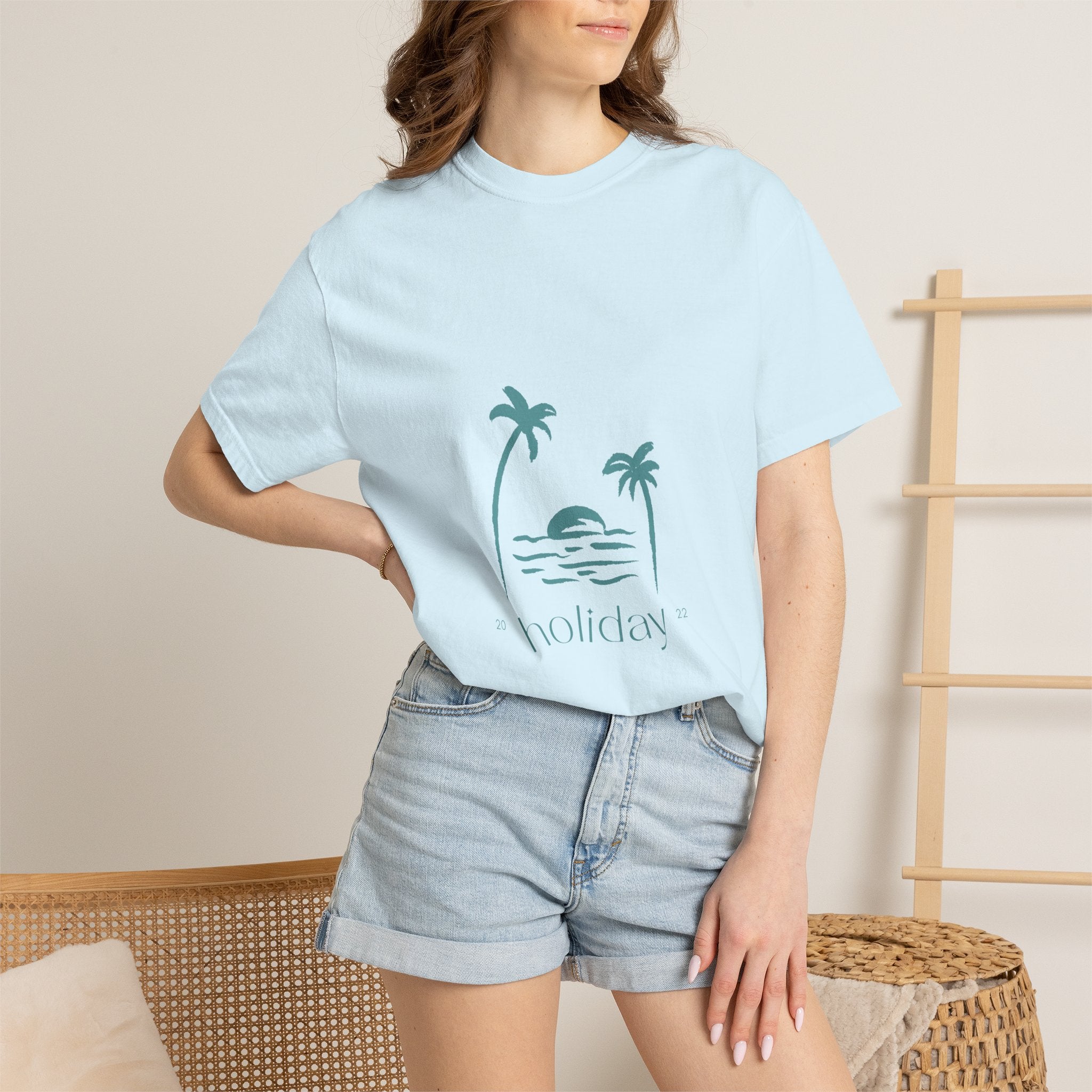 Holiday Palm Beach T-Shirt — Vintage Sunset Tropical Graphic