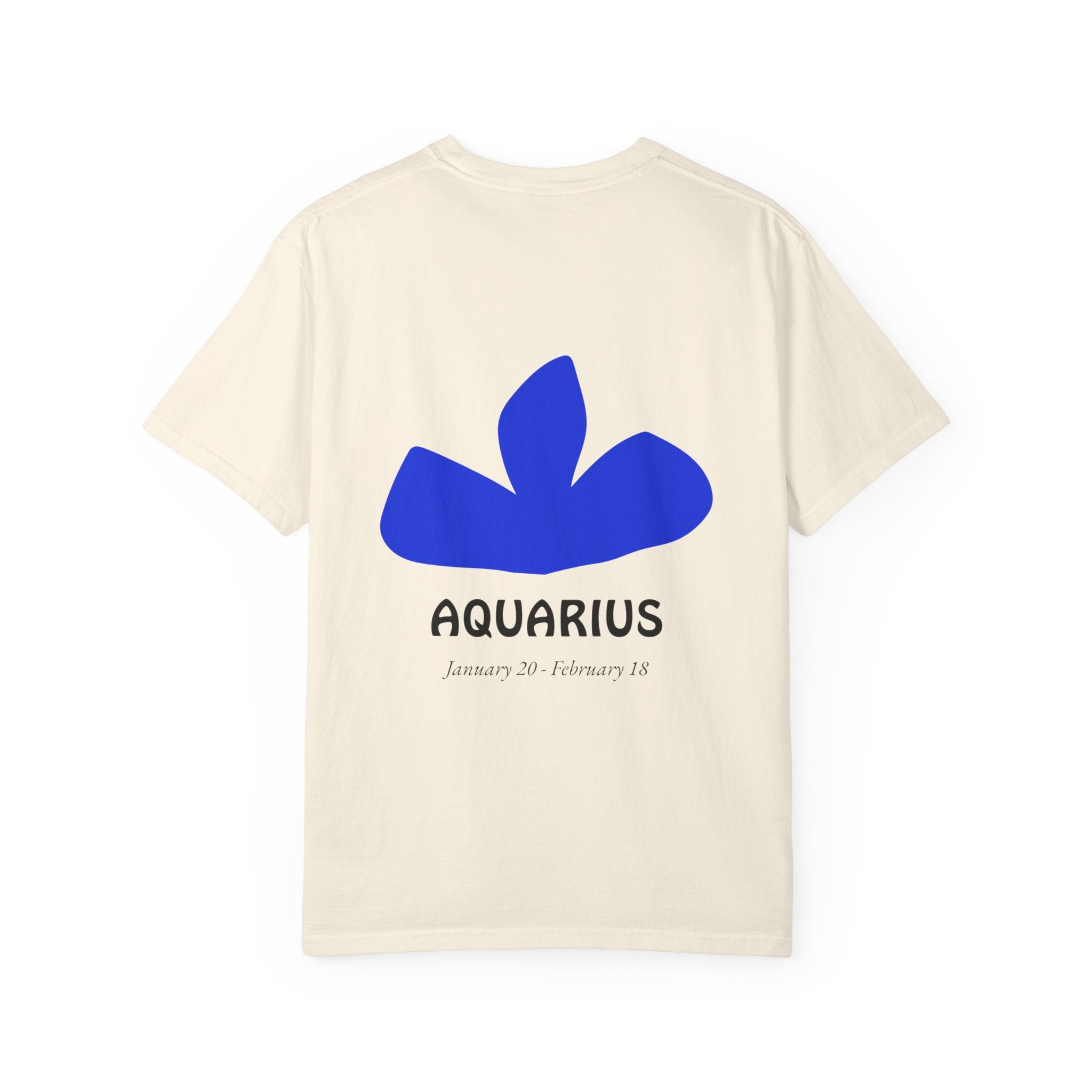 Aquarius Zodiac T-Shirt — Bold Blue Symbol, January 20–February 18 Astrology Tee