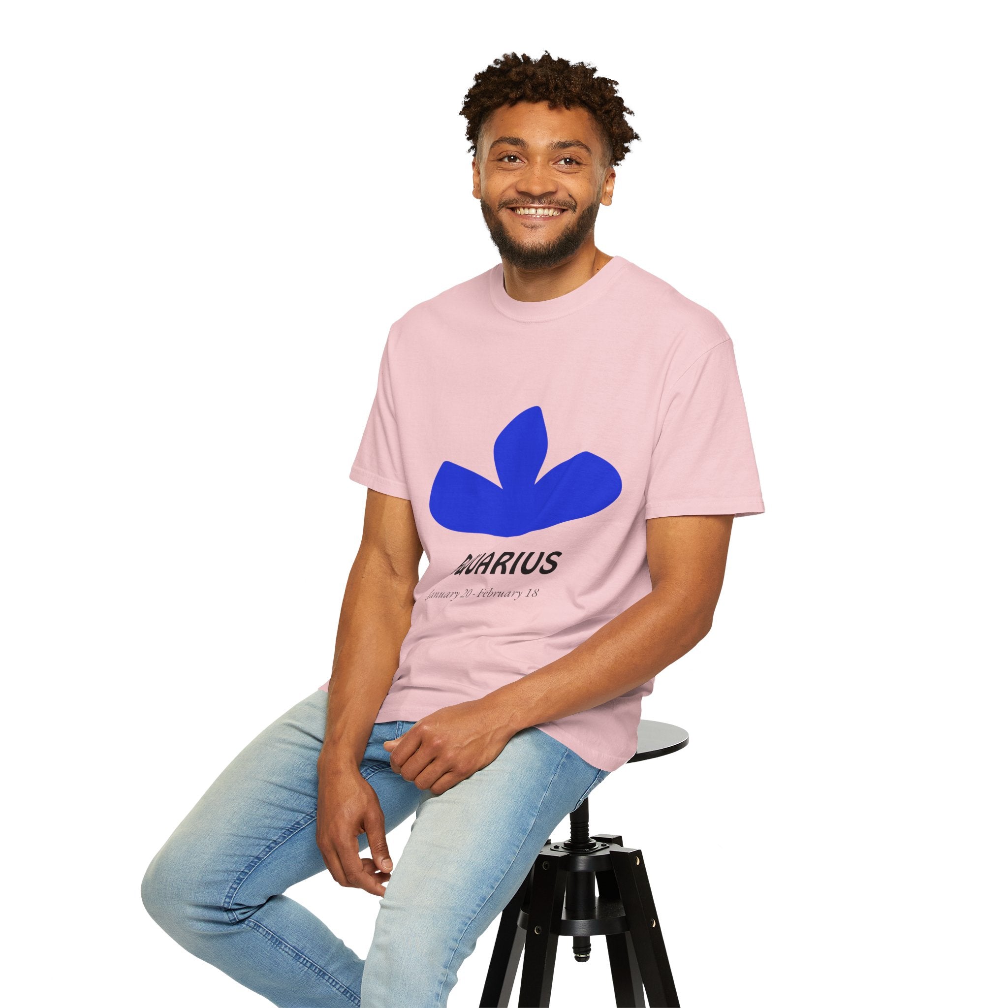 Aquarius Zodiac T-Shirt — Bold Blue Symbol, January 20–February 18 Astrology Tee
