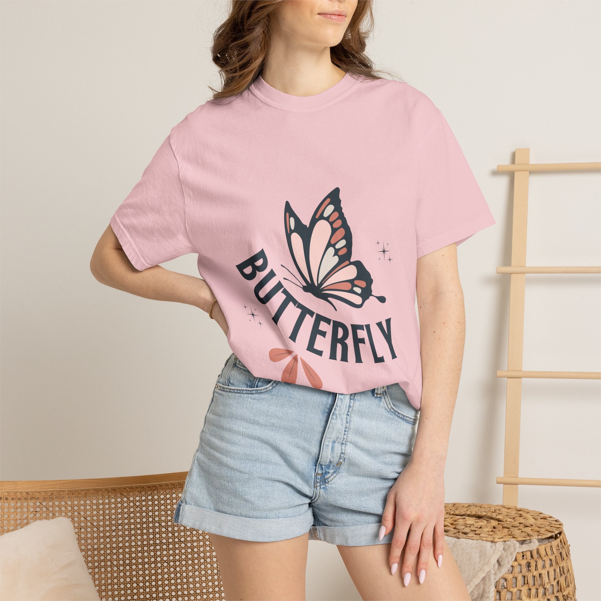 Butterfly Graphic T-Shirt — Pink Monarch Floral Tee