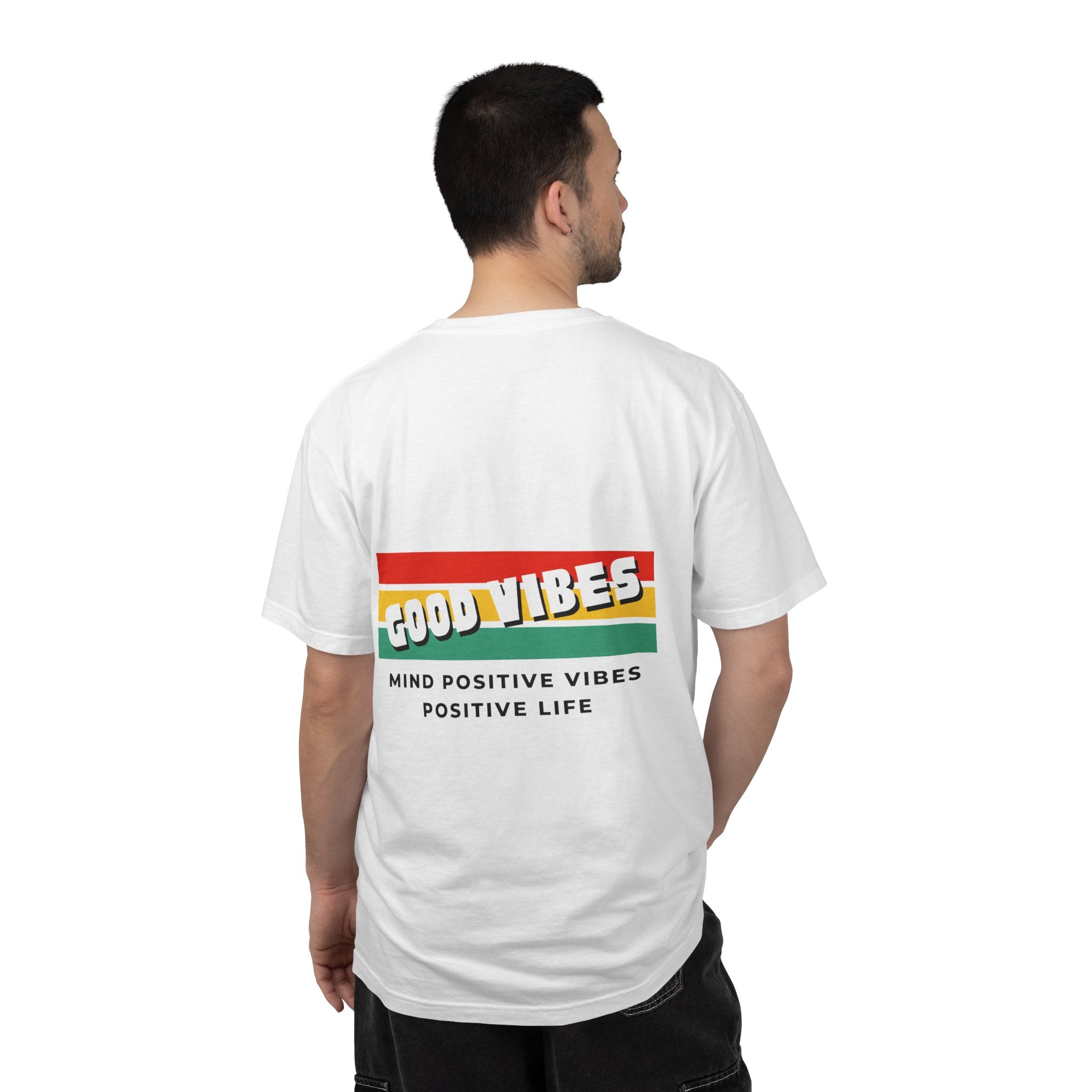 Good Vibes T-Shirt — Retro Stripes “Mind Positive Vibes, Positive Life”