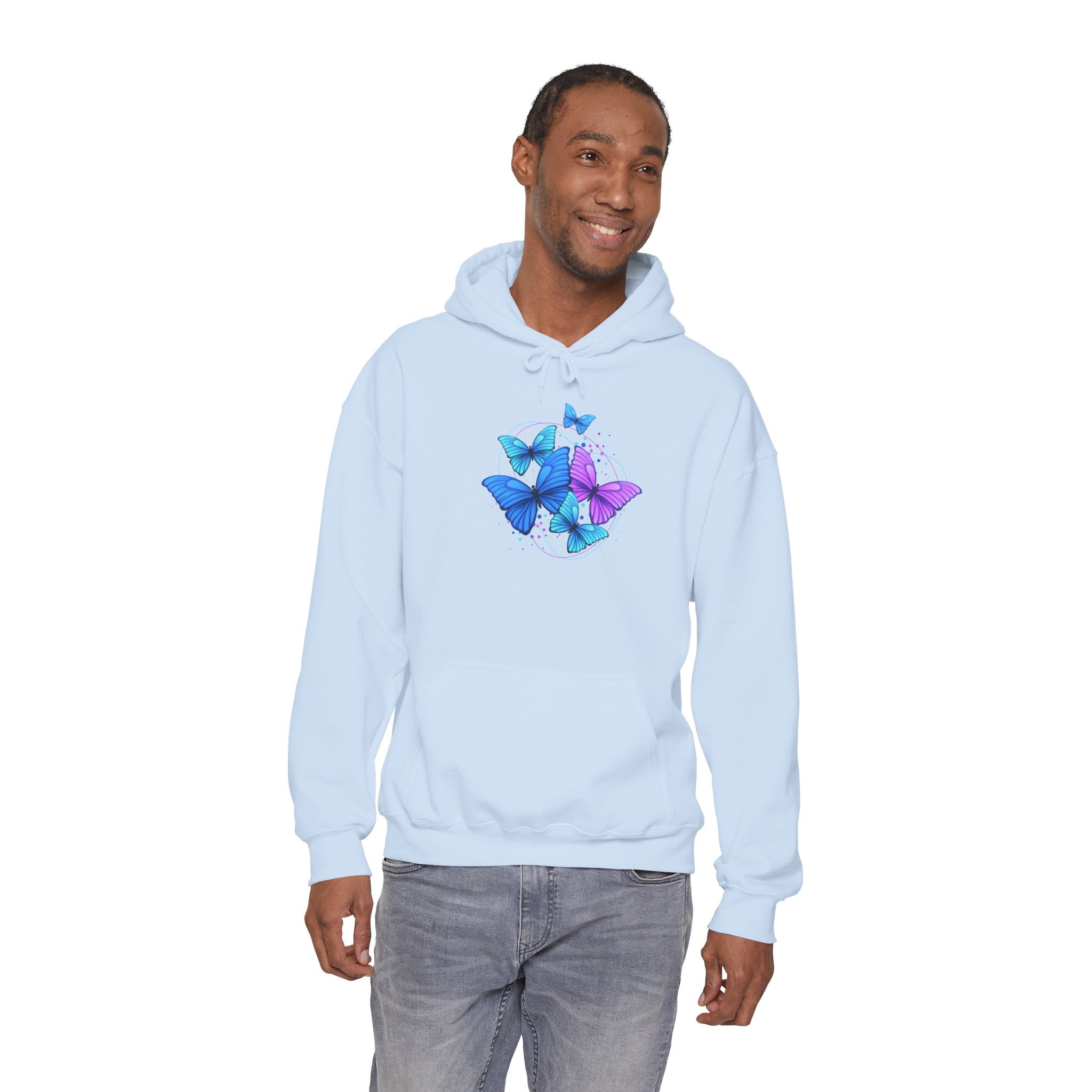 Butterfly Cluster Hoodie – Blue & Purple Butterfly Graphic Sweatshirt