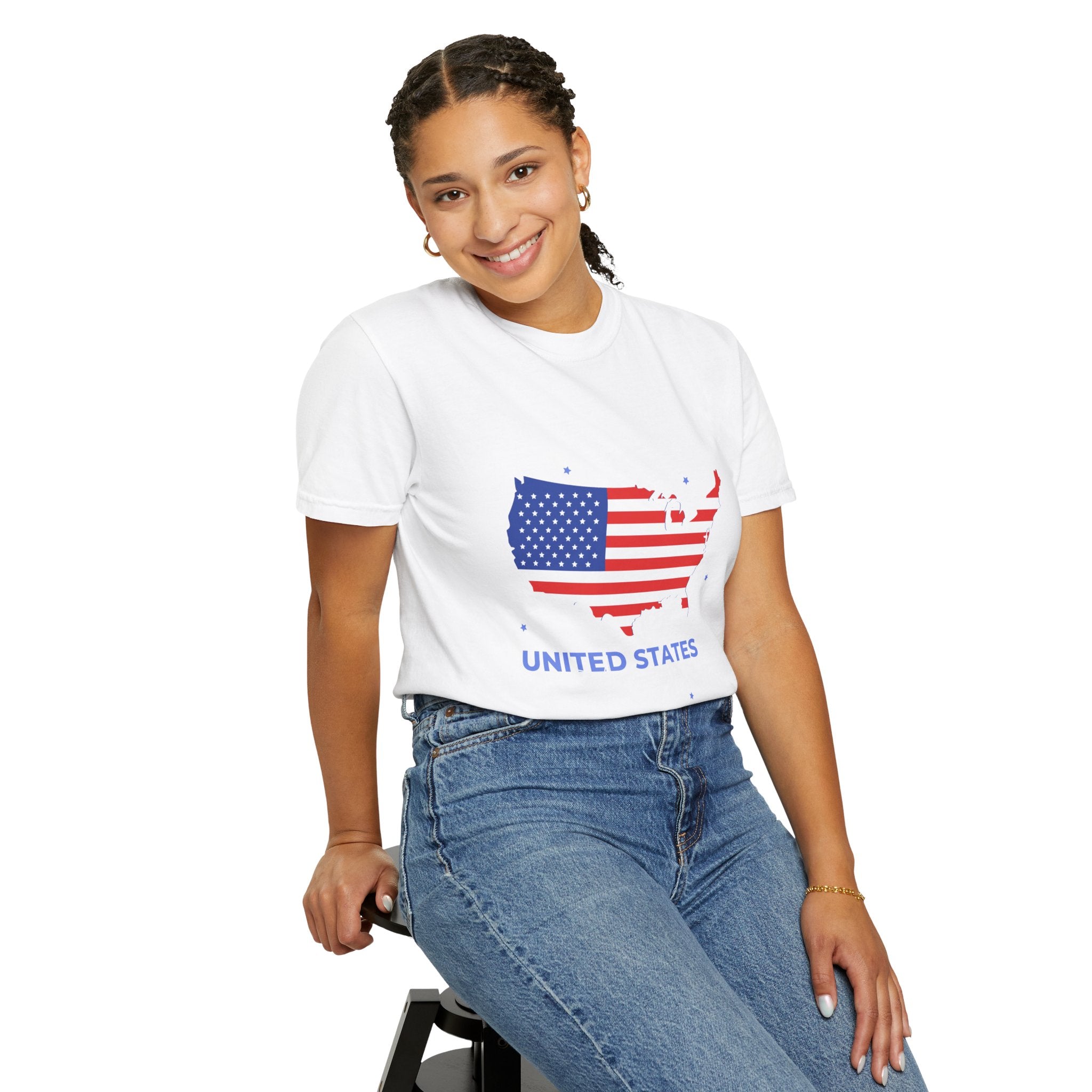 United States Flag Map T-Shirt — Patriotic USA Graphic Tee for 4th of July