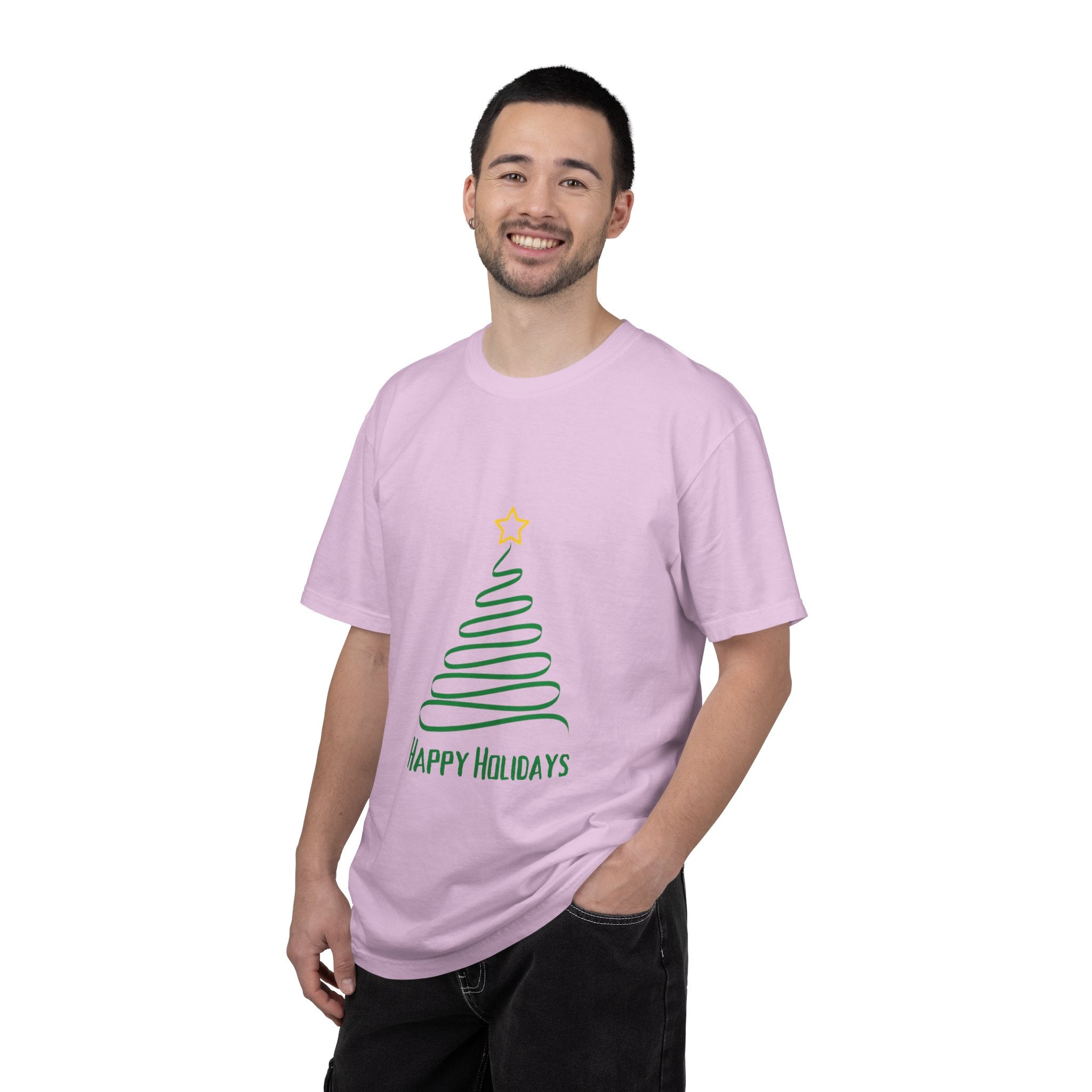 Holiday Spiral Christmas Tree T-Shirt — "Happy Holidays" Minimalist Graphic