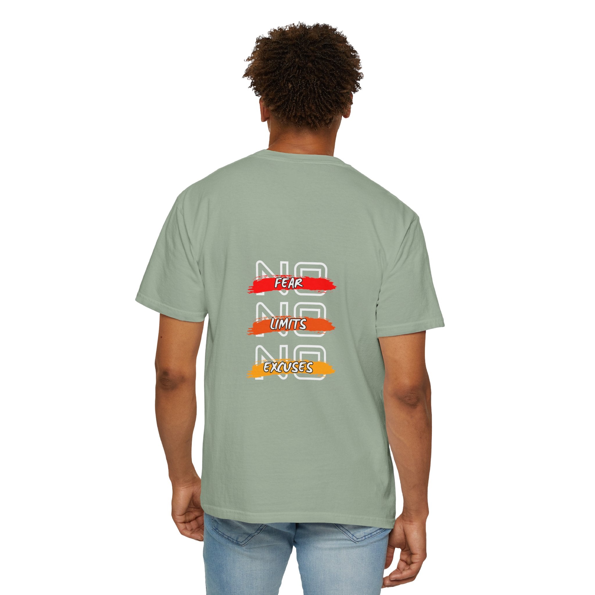 T-Shirt — "No Fear, No Limits, No Excuses" Motivational Graphic Tee