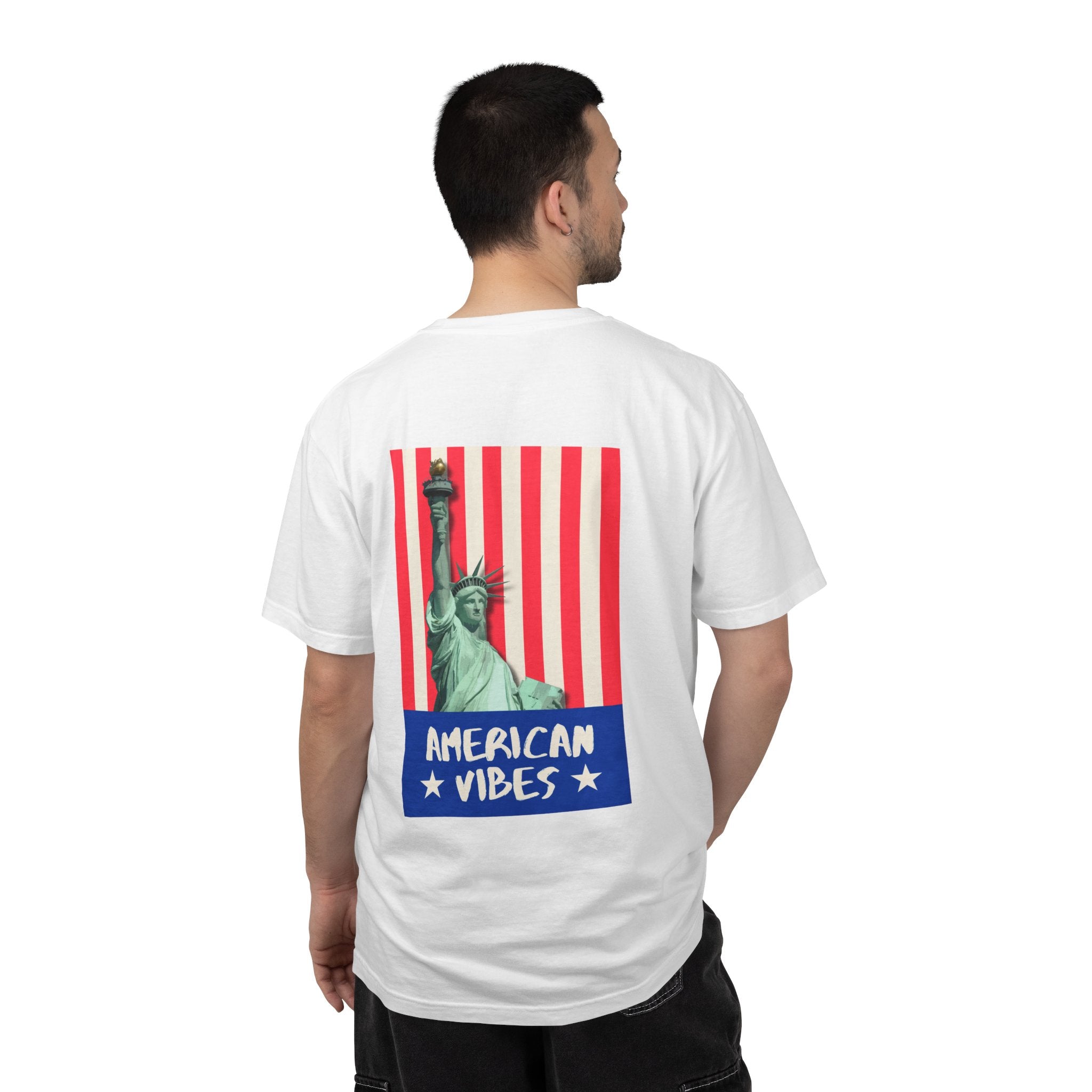 American Vibes T-Shirt — Statue of Liberty Patriotic Tee for 4th of July