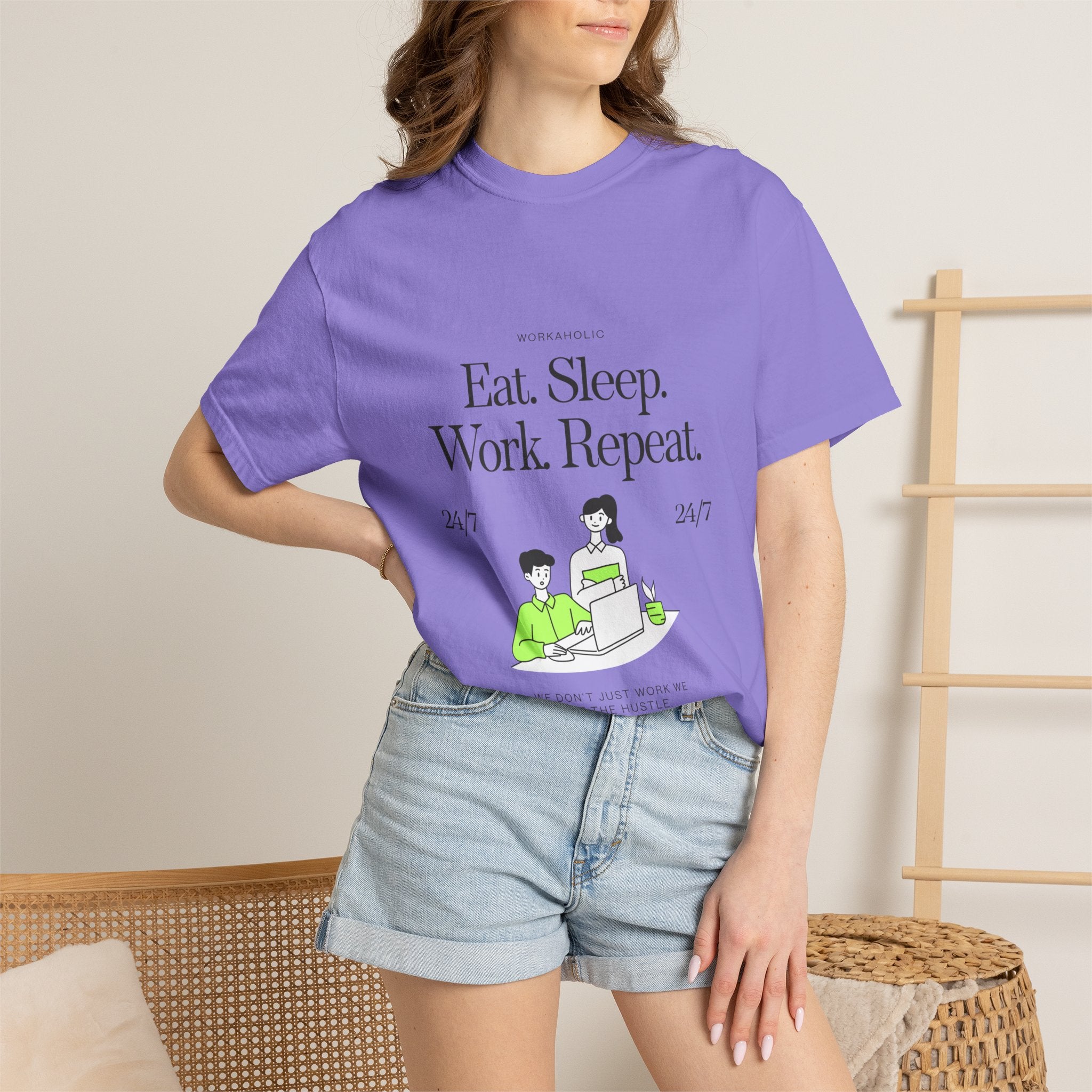 Eat. Sleep. Work. Repeat. Tee — Minimalist Remote Work Graphic T-Shirt