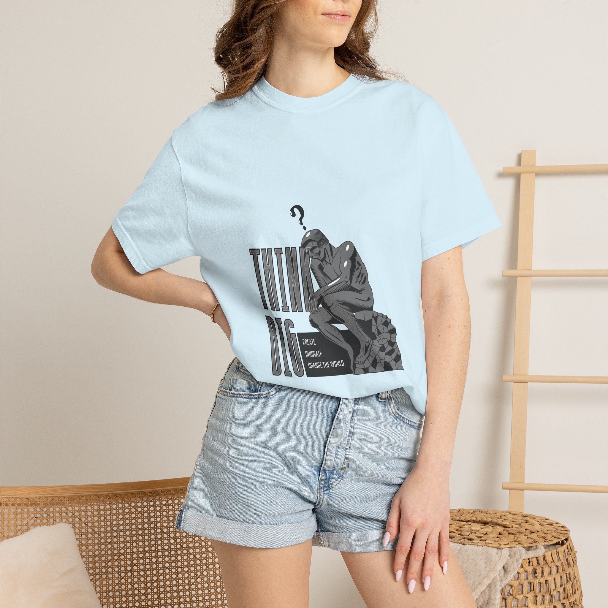 Think Big T-Shirt — Motivational Graphic Tee with Thinking Man Design