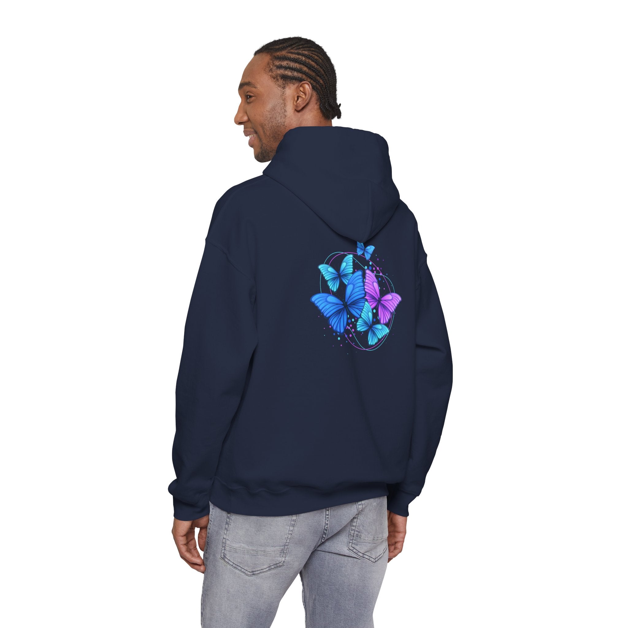 Butterfly Cluster Hoodie – Blue & Purple Butterfly Graphic Sweatshirt