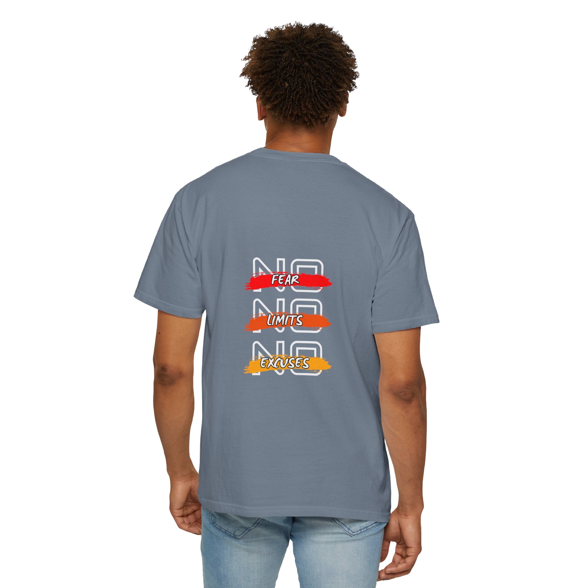 T-Shirt — "No Fear, No Limits, No Excuses" Motivational Graphic Tee