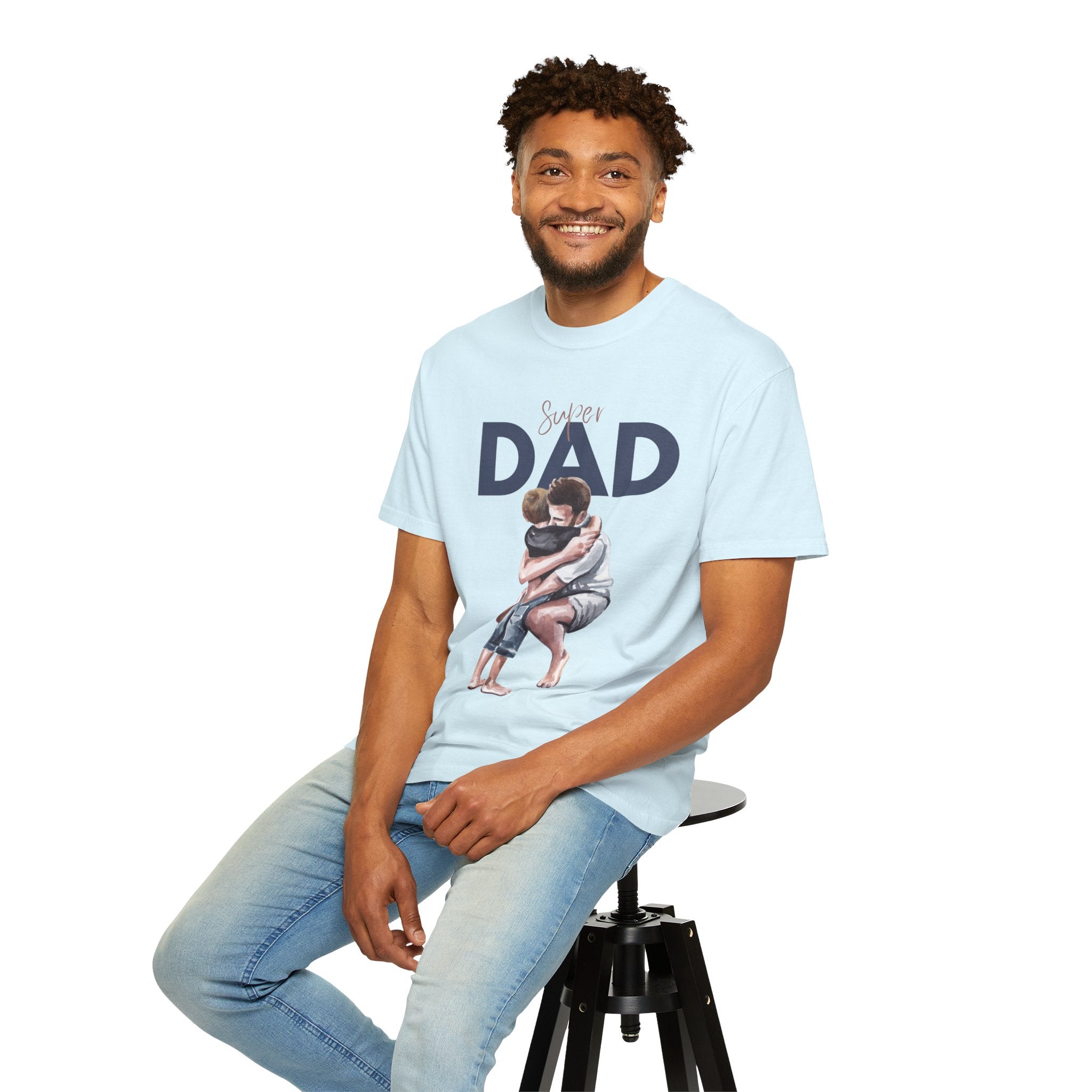 Father & Son Hug T-Shirt — Super Dad Graphic Tee for Father's Day