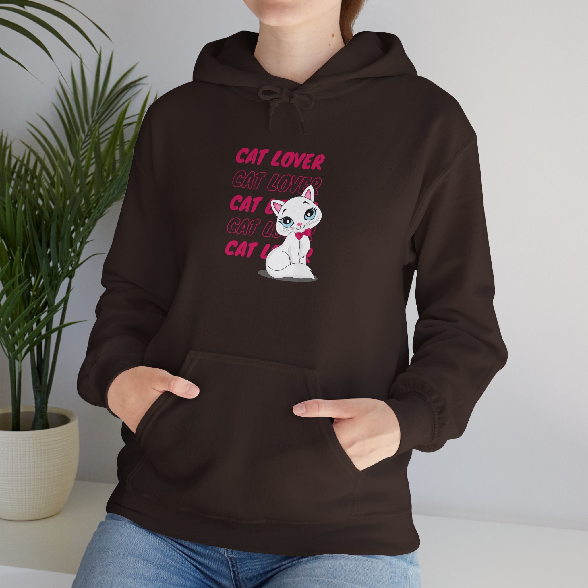 Cat Lover Hoodie — Cute Pink Kitty Graphic Pullover