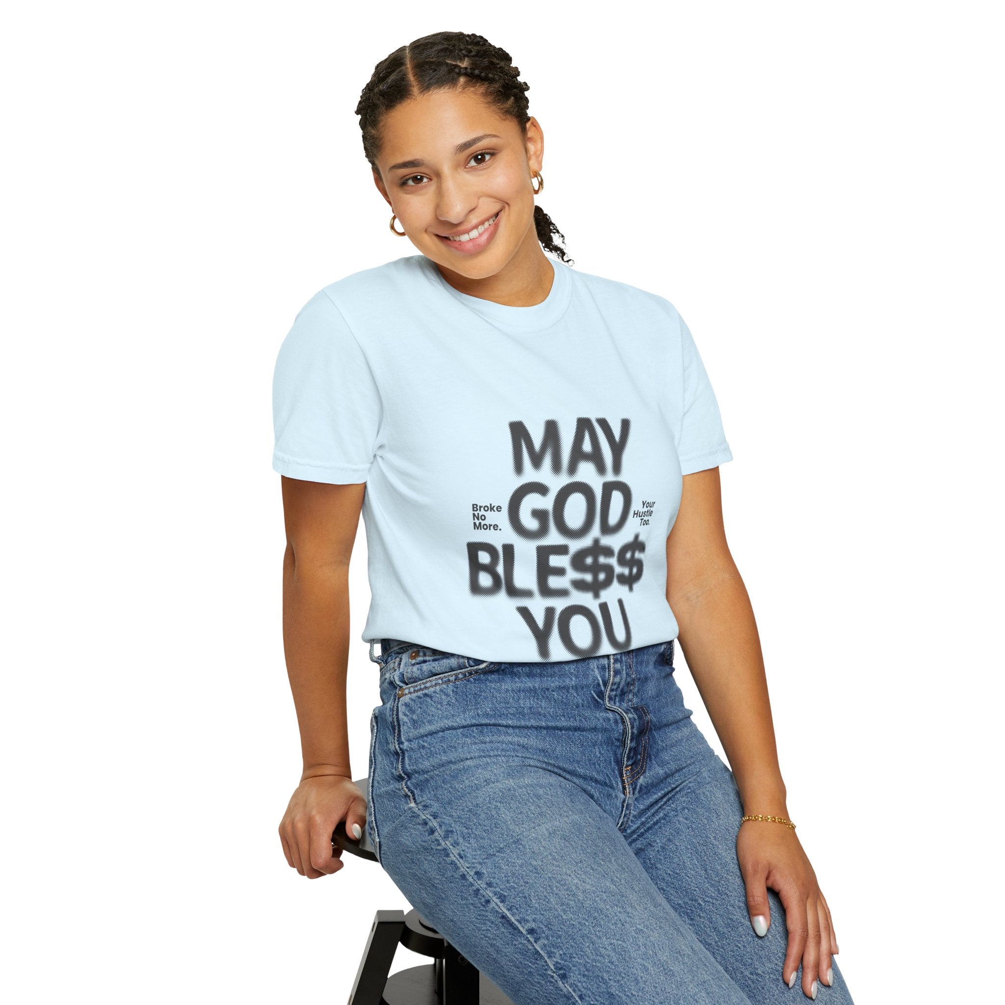 May God Bless You T-Shirt — Graphic Prayer Tee with Dollar Sign Design