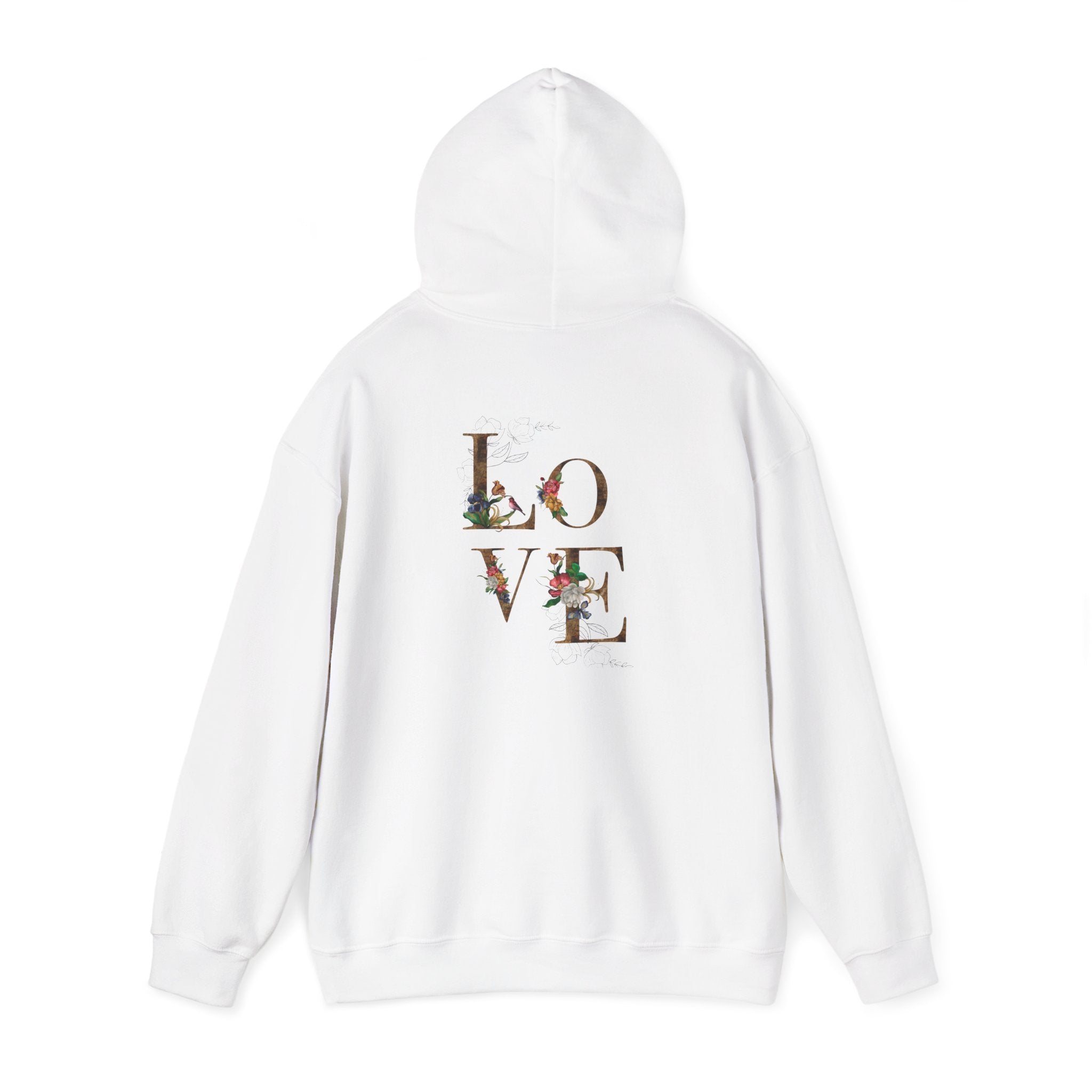 Love Floral Hoodie — Vintage Botanical Lettering Hooded Sweatshirt