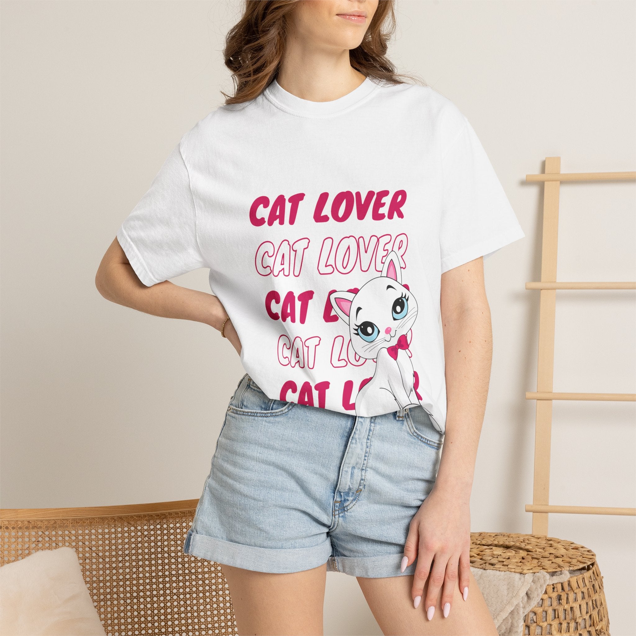 Cat Lover T-Shirt — Cute White Kitten Graphic Tee for Cat Moms & Fans