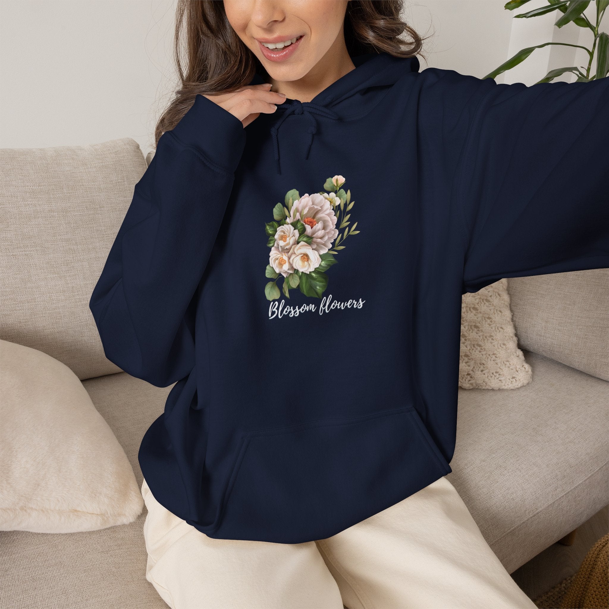 Floral 'Blossom Flowers' Hoodie – Soft Vintage Rose Graphic