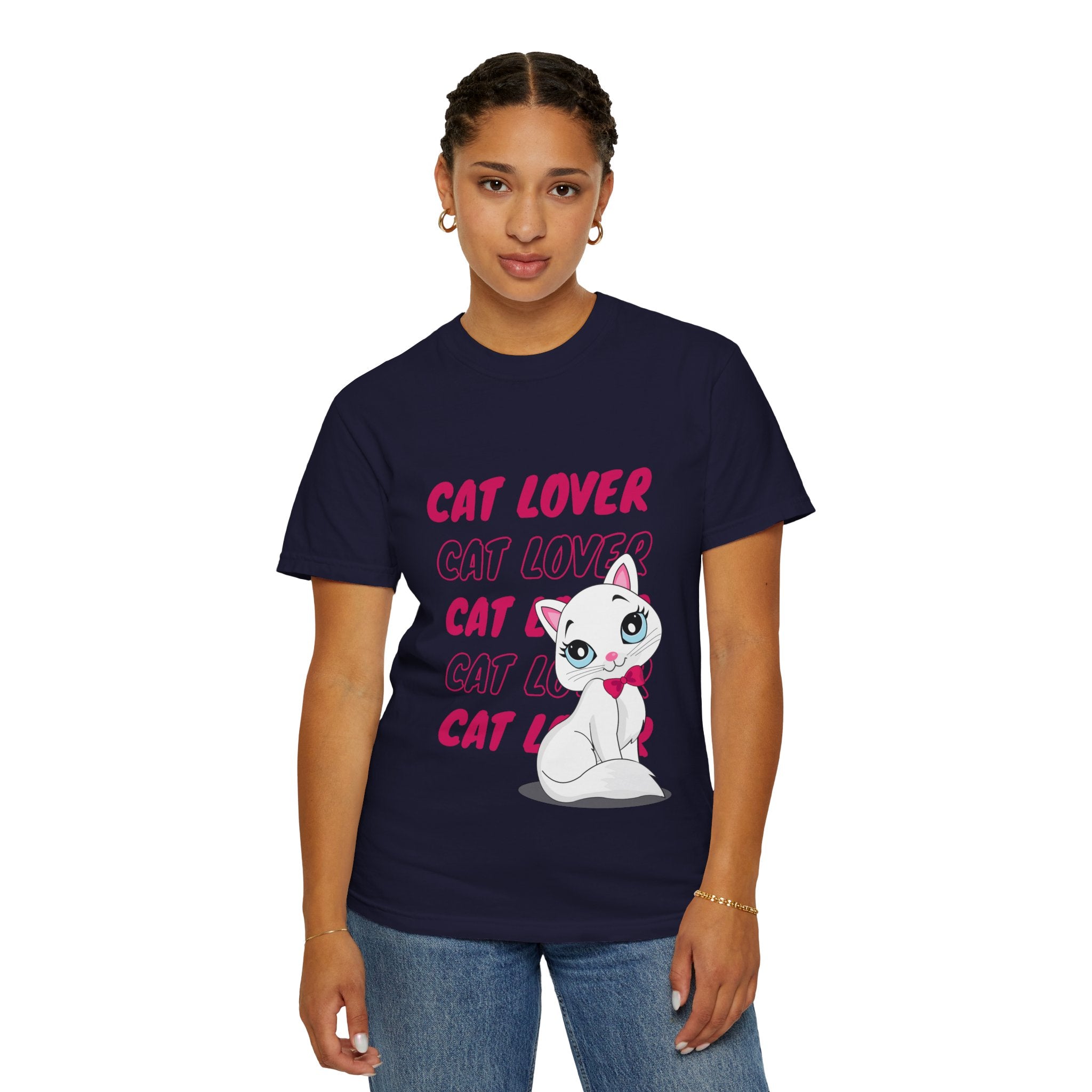 Cat Lover T-Shirt — Cute White Kitten Graphic Tee for Cat Moms & Fans