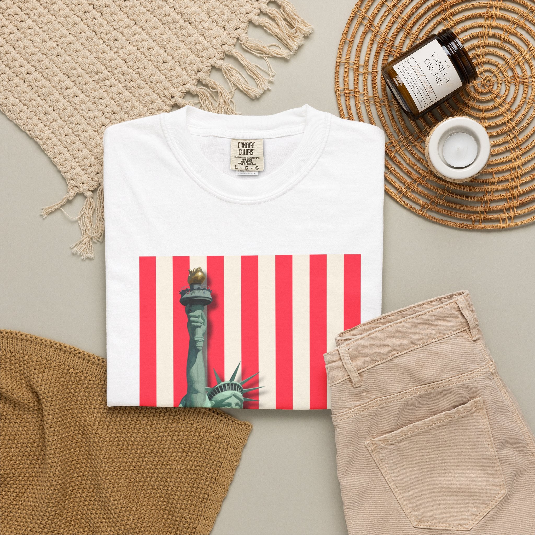 American Vibes T-Shirt — Statue of Liberty Patriotic Tee for 4th of July