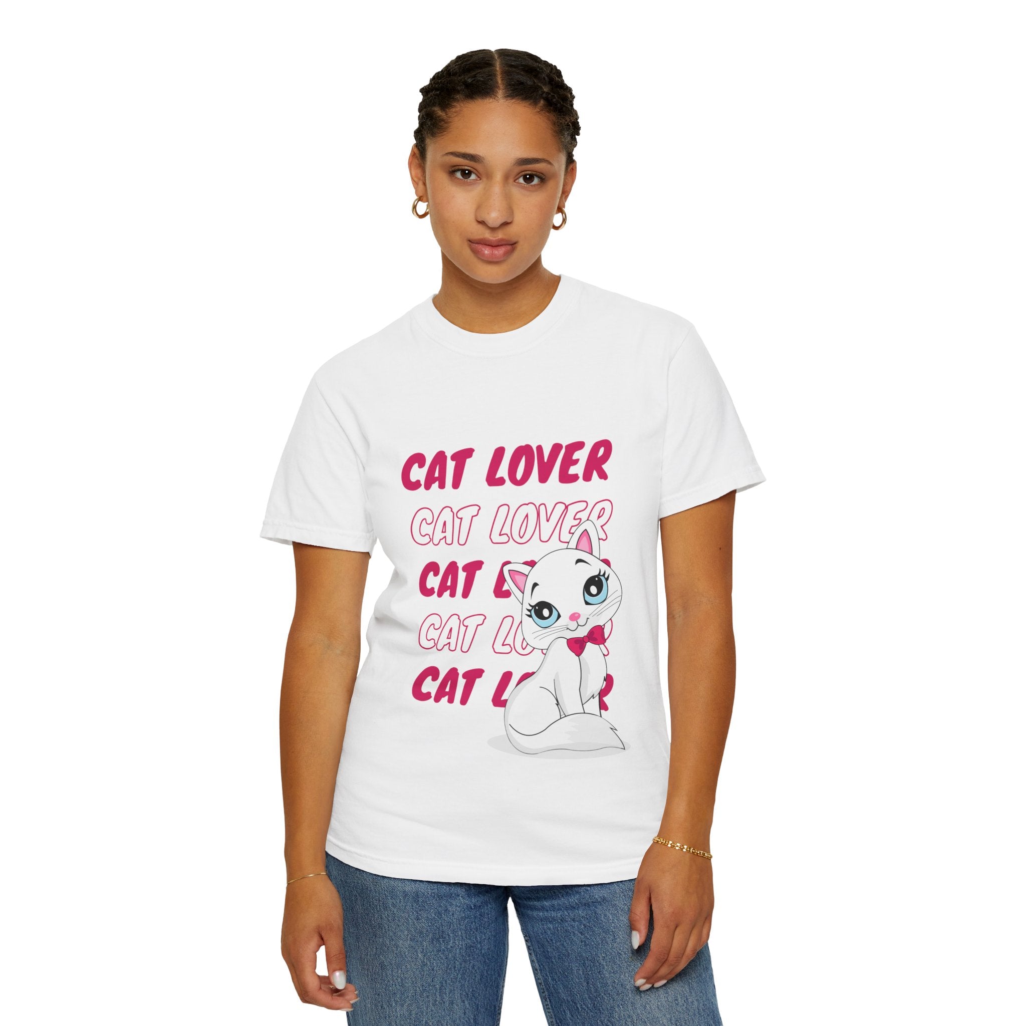 Cat Lover T-Shirt — Cute White Kitten Graphic Tee for Cat Moms & Fans