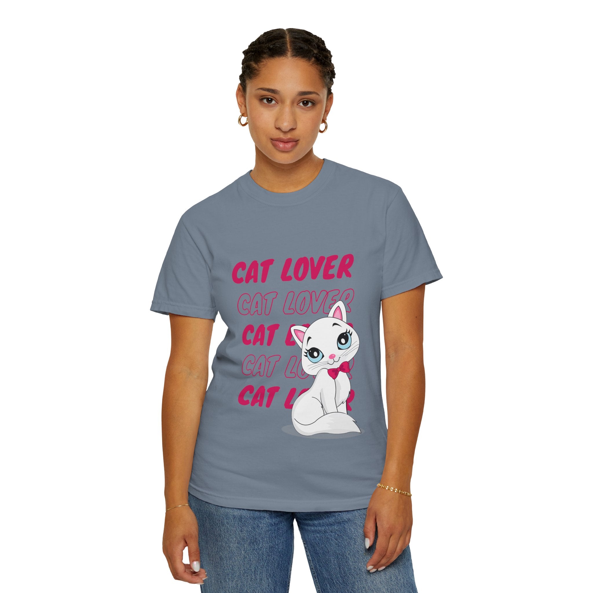 Cat Lover T-Shirt — Cute White Kitten Graphic Tee for Cat Moms & Fans