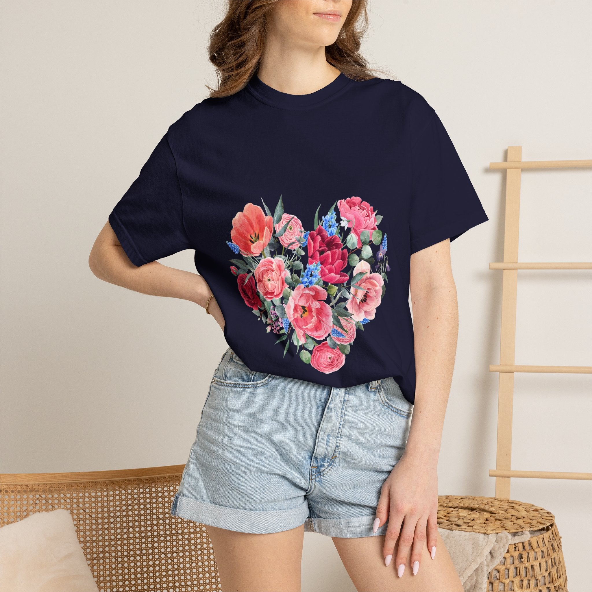 Floral Heart T-Shirt – Watercolor Rose Heart Graphic Tee (Valentine’s Day, Mother's Day)