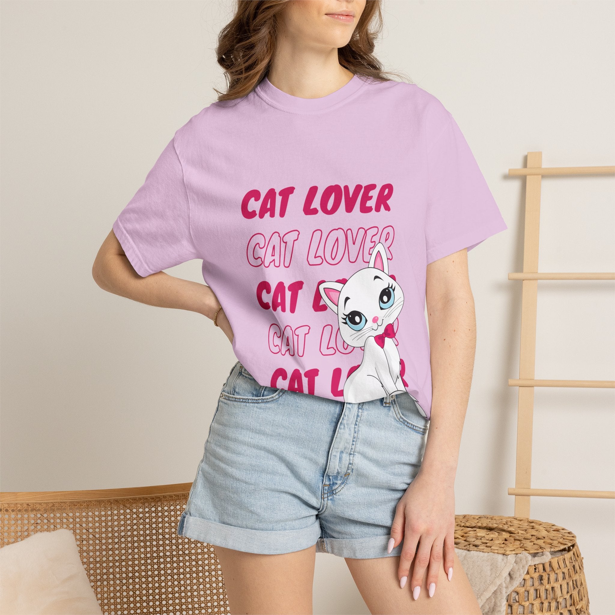 Cat Lover T-Shirt — Cute White Kitten Graphic Tee for Cat Moms & Fans