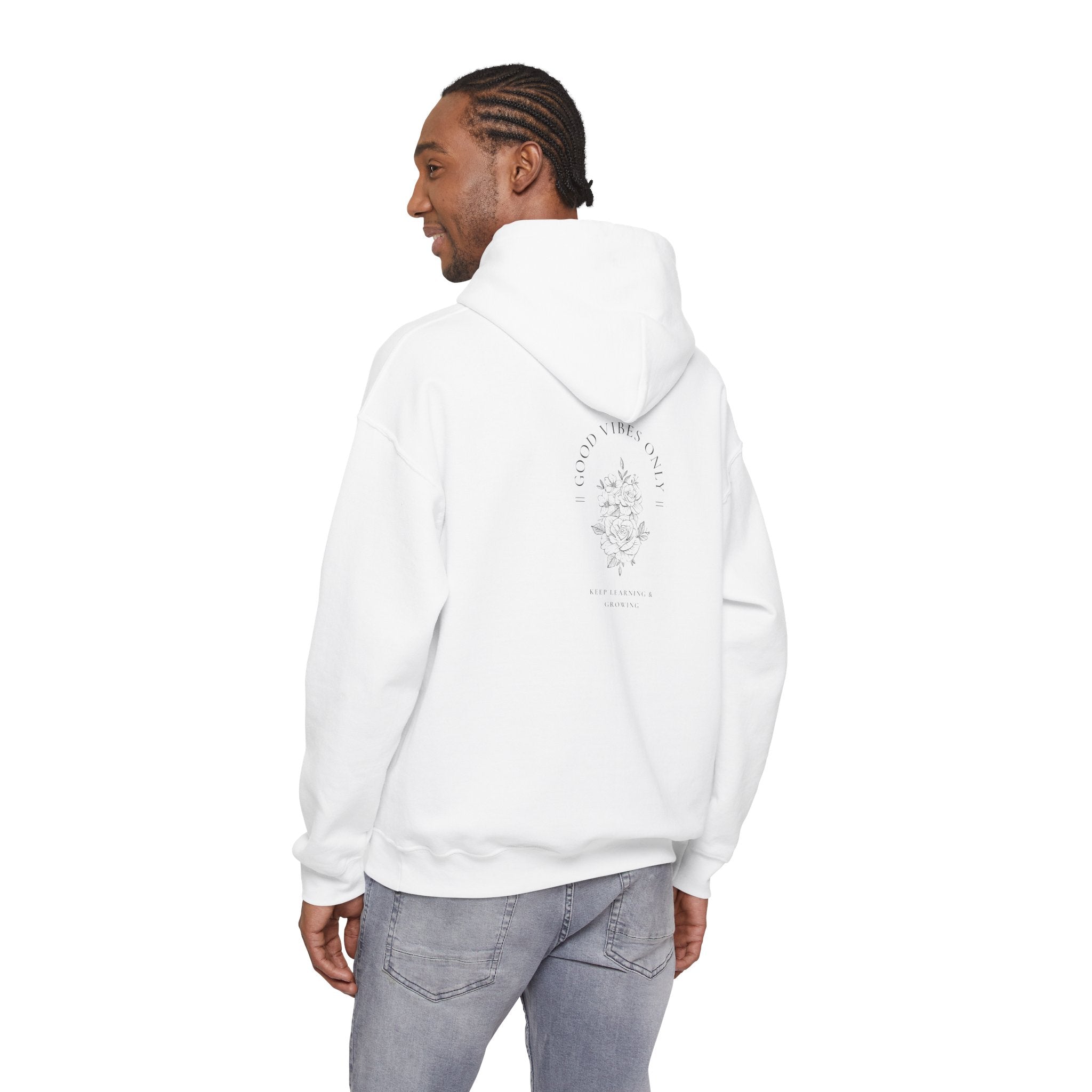 Floral Moon Hoodie — 'Stay Wild' Minimal Botanical Graphic Hooded Sweatshirt