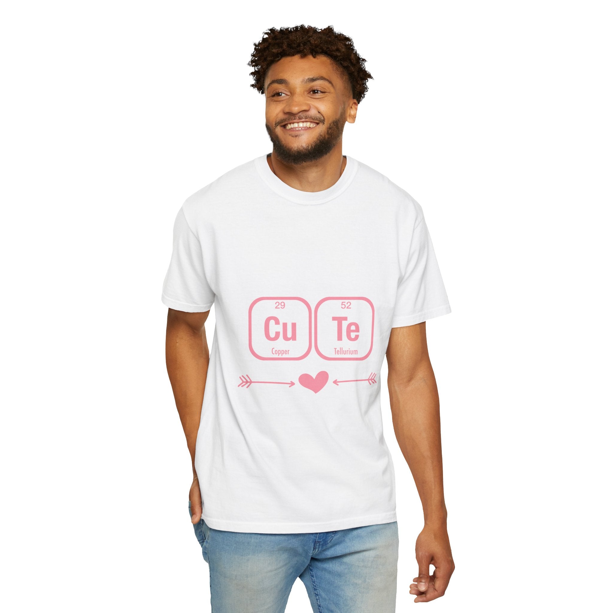 Cute Chemistry Tee — "Cu Te" Element Heart Graphic T-Shirt