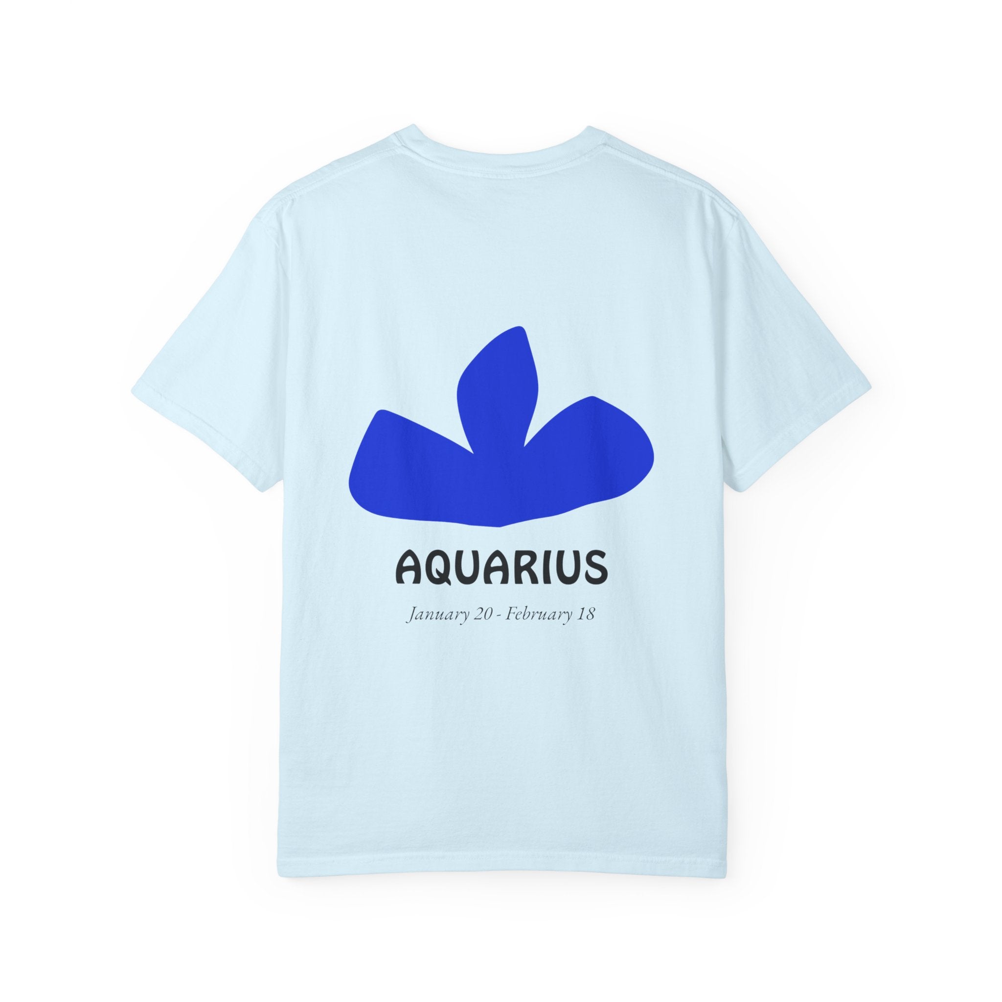 Aquarius Zodiac T-Shirt — Bold Blue Symbol, January 20–February 18 Astrology Tee