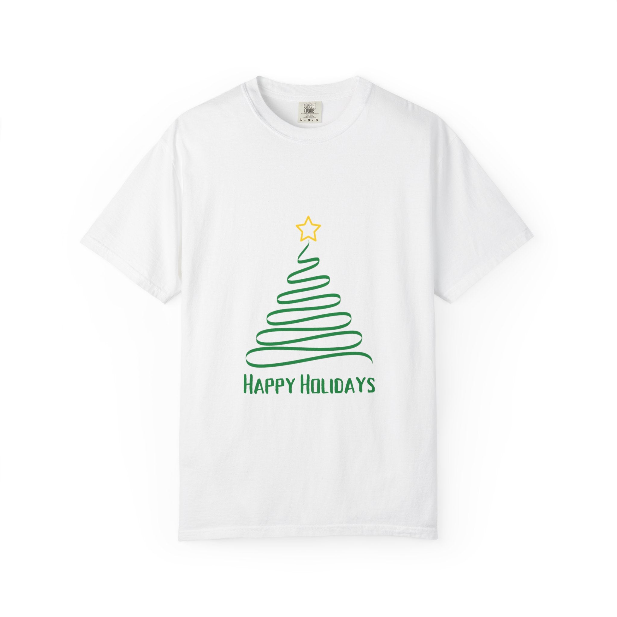 Holiday Spiral Christmas Tree T-Shirt — "Happy Holidays" Minimalist Graphic