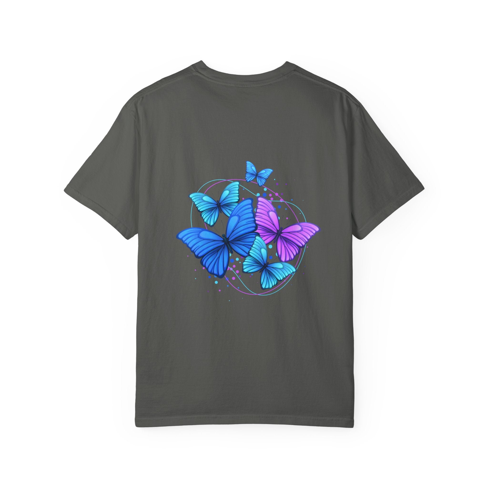 Butterfly Cluster T‑Shirt — Blue & Purple Wings Graphic Tee