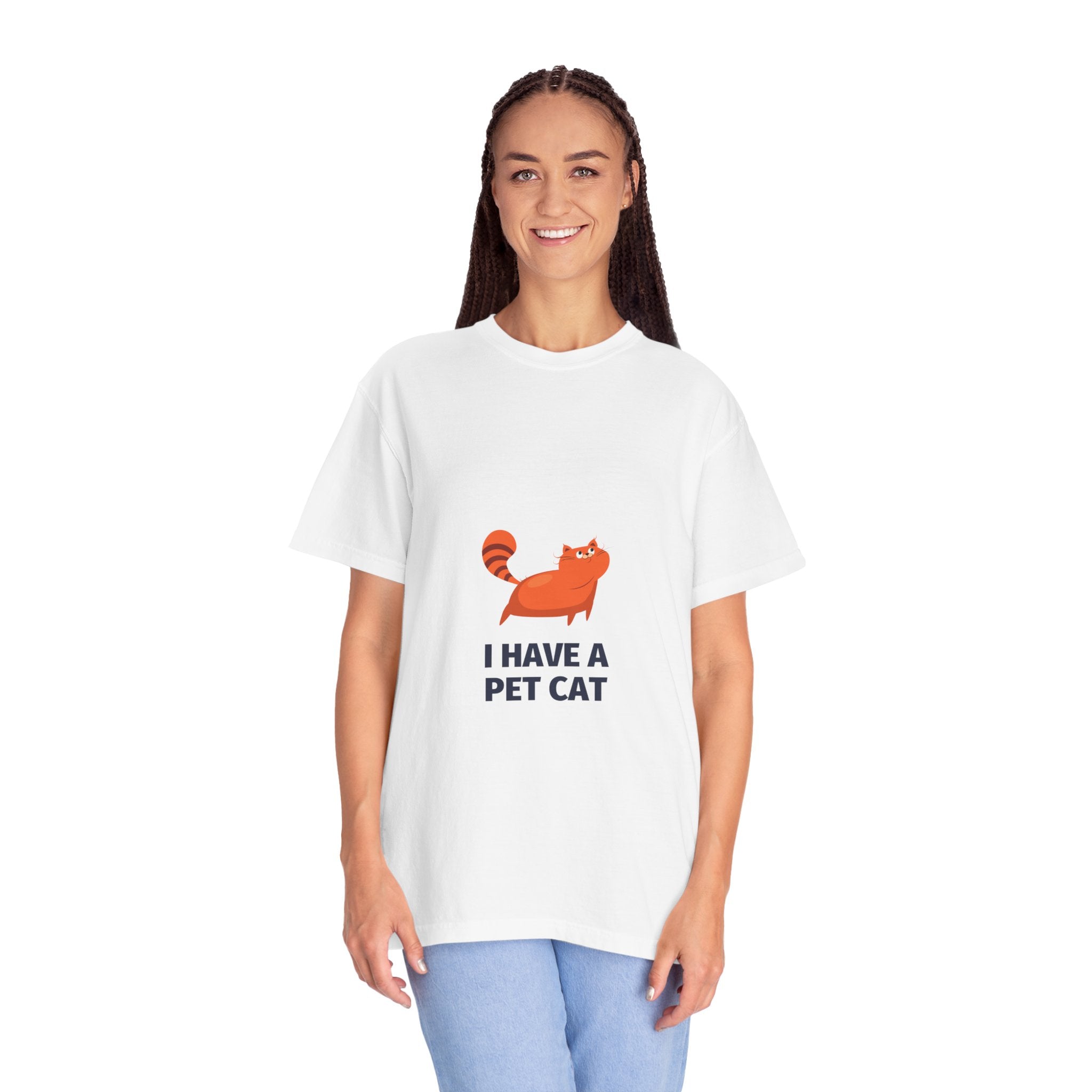 I Have a Pet Cat T-Shirt — Cute Orange Cat Graphic Tee for Cat Lovers