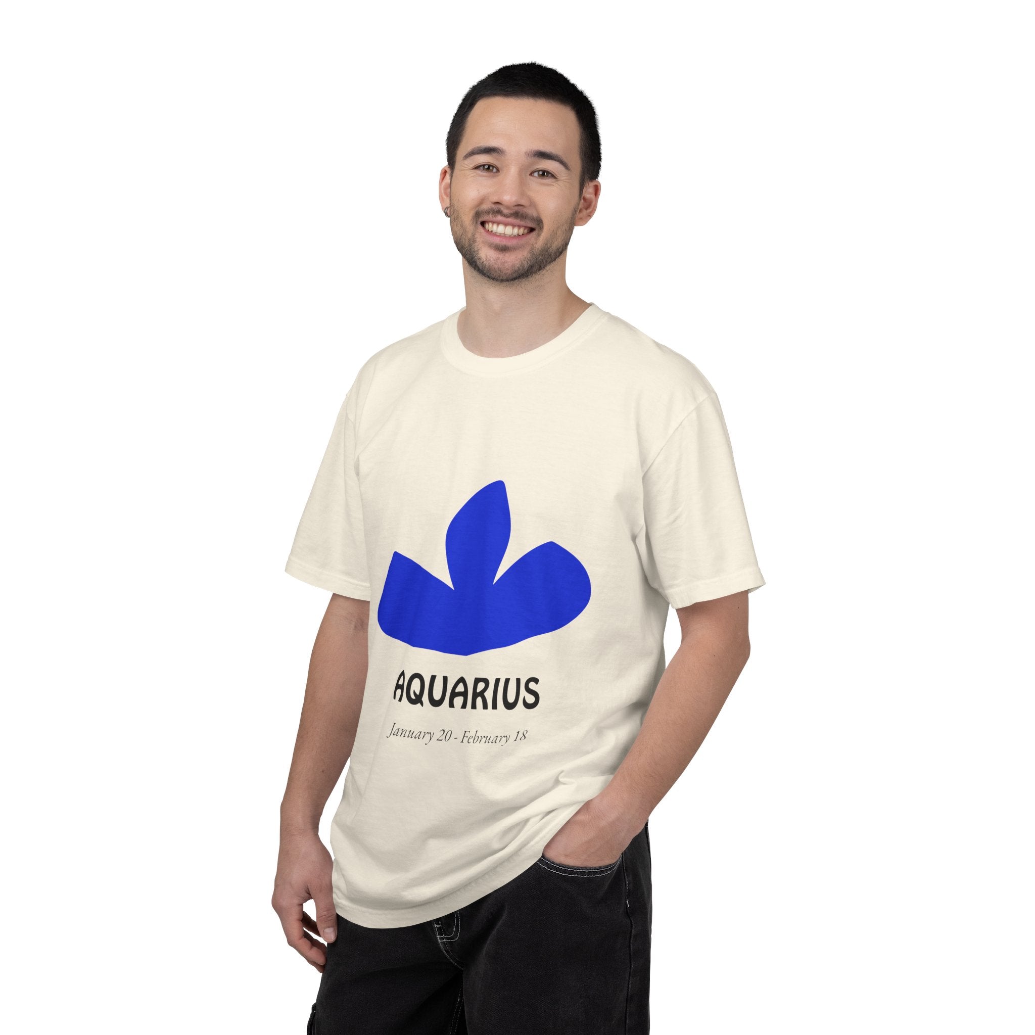 Aquarius Zodiac T-Shirt — Bold Blue Symbol, January 20–February 18 Astrology Tee