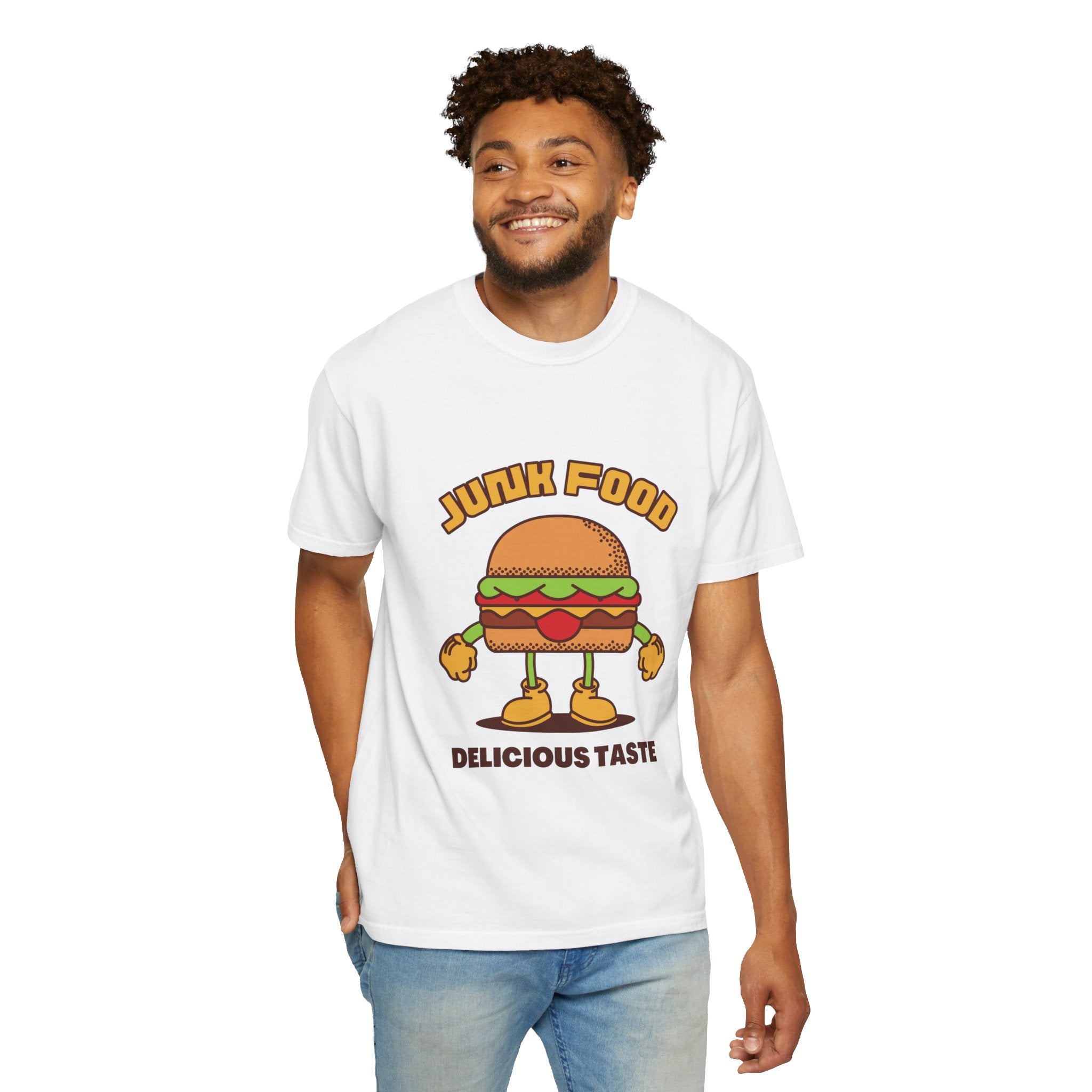 Junk Food Burger T-Shirt — Cute Retro ‘Delicious Taste’ Graphic Tee