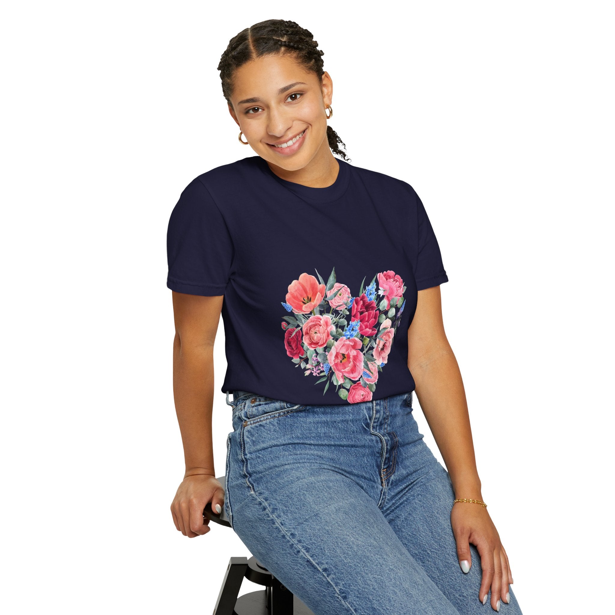 Floral Heart T-Shirt – Watercolor Rose Heart Graphic Tee (Valentine’s Day, Mother's Day)