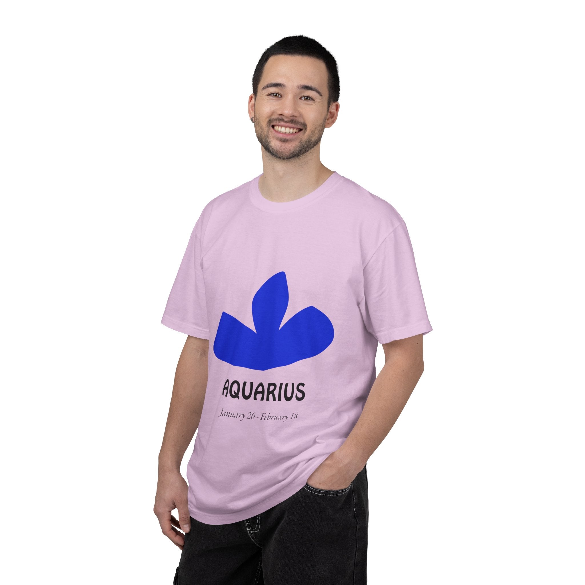 Aquarius Zodiac T-Shirt — Bold Blue Symbol, January 20–February 18 Astrology Tee