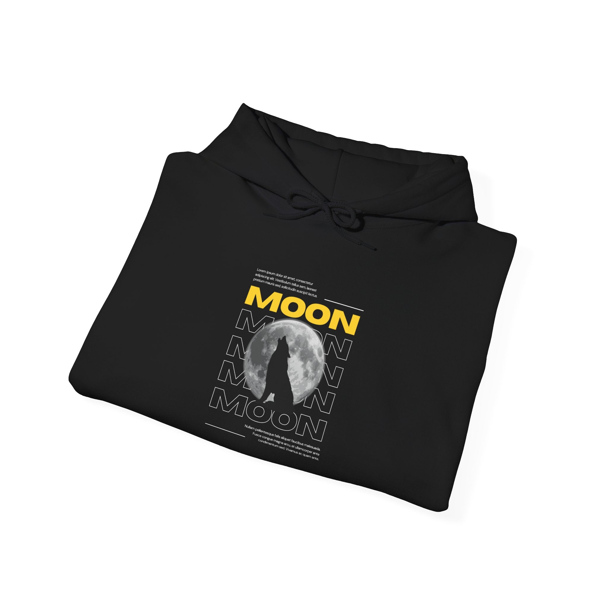 Moon Graphic Hoodie — Wolf Howling at Full Moon Pullover