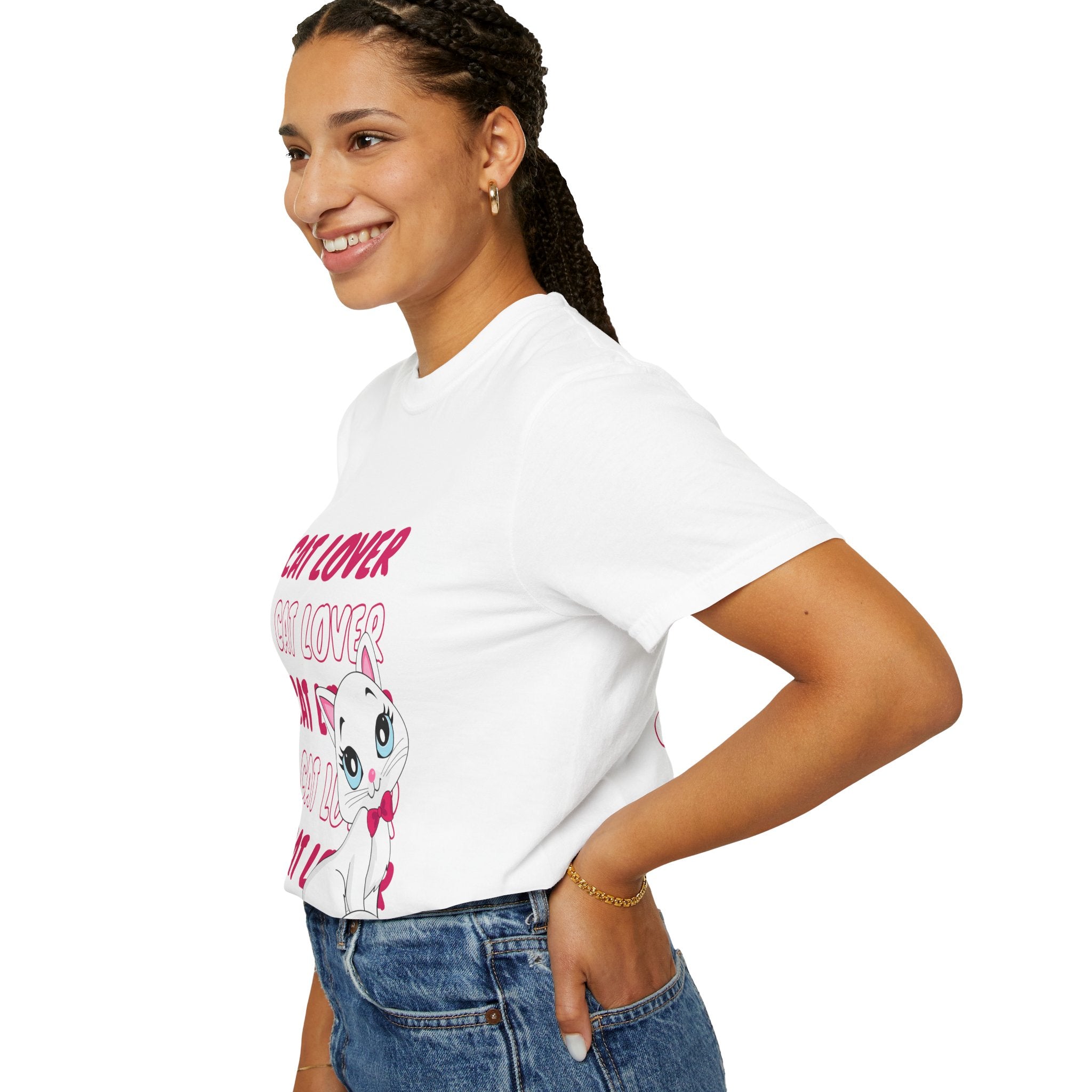 Cat Lover T-Shirt — Cute White Kitten Graphic Tee for Cat Moms & Fans
