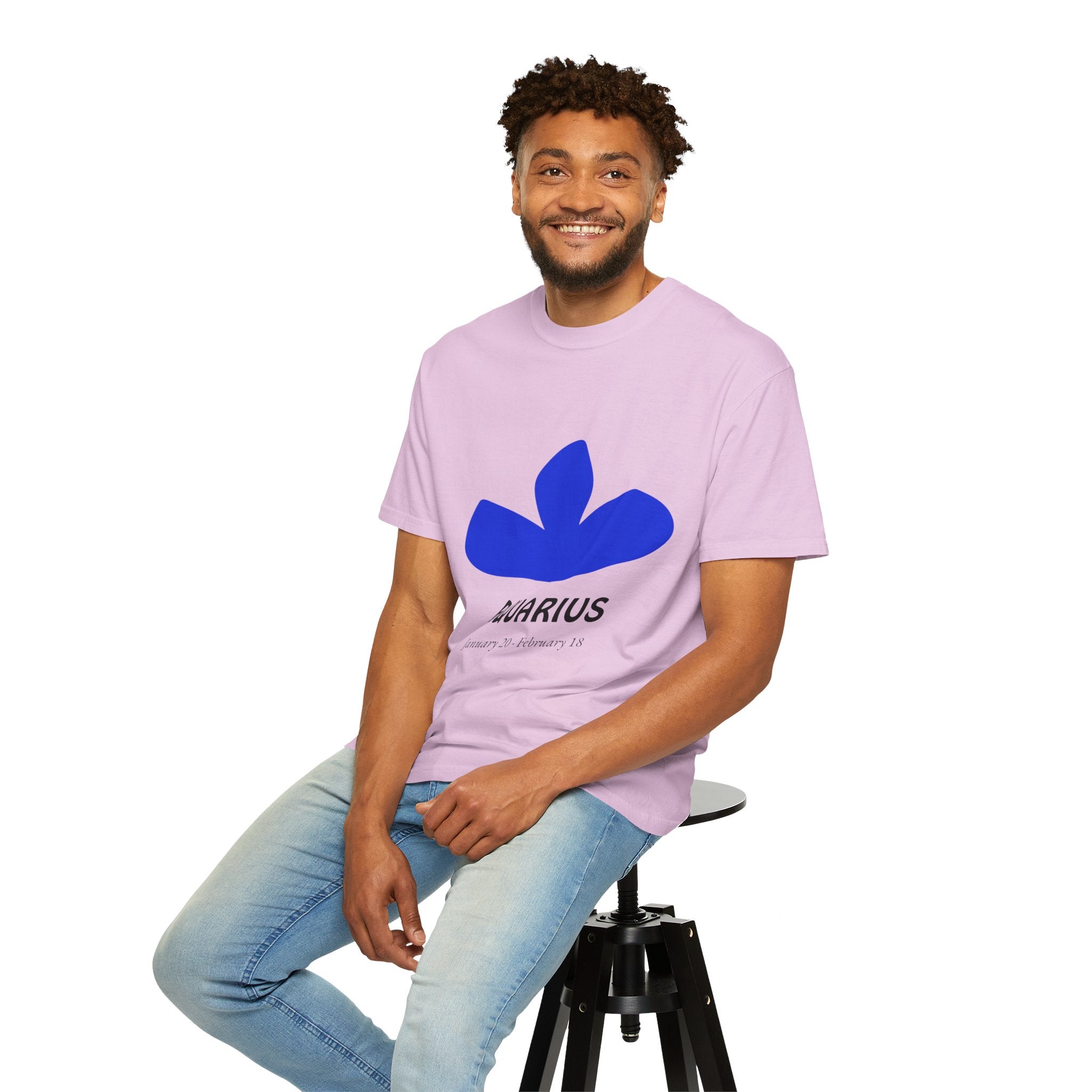 Aquarius Zodiac T-Shirt — Bold Blue Symbol, January 20–February 18 Astrology Tee