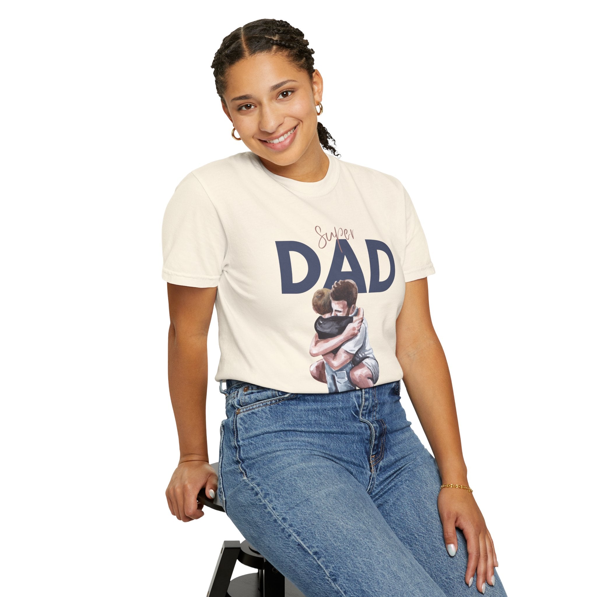 Father & Son Hug T-Shirt — Super Dad Graphic Tee for Father's Day