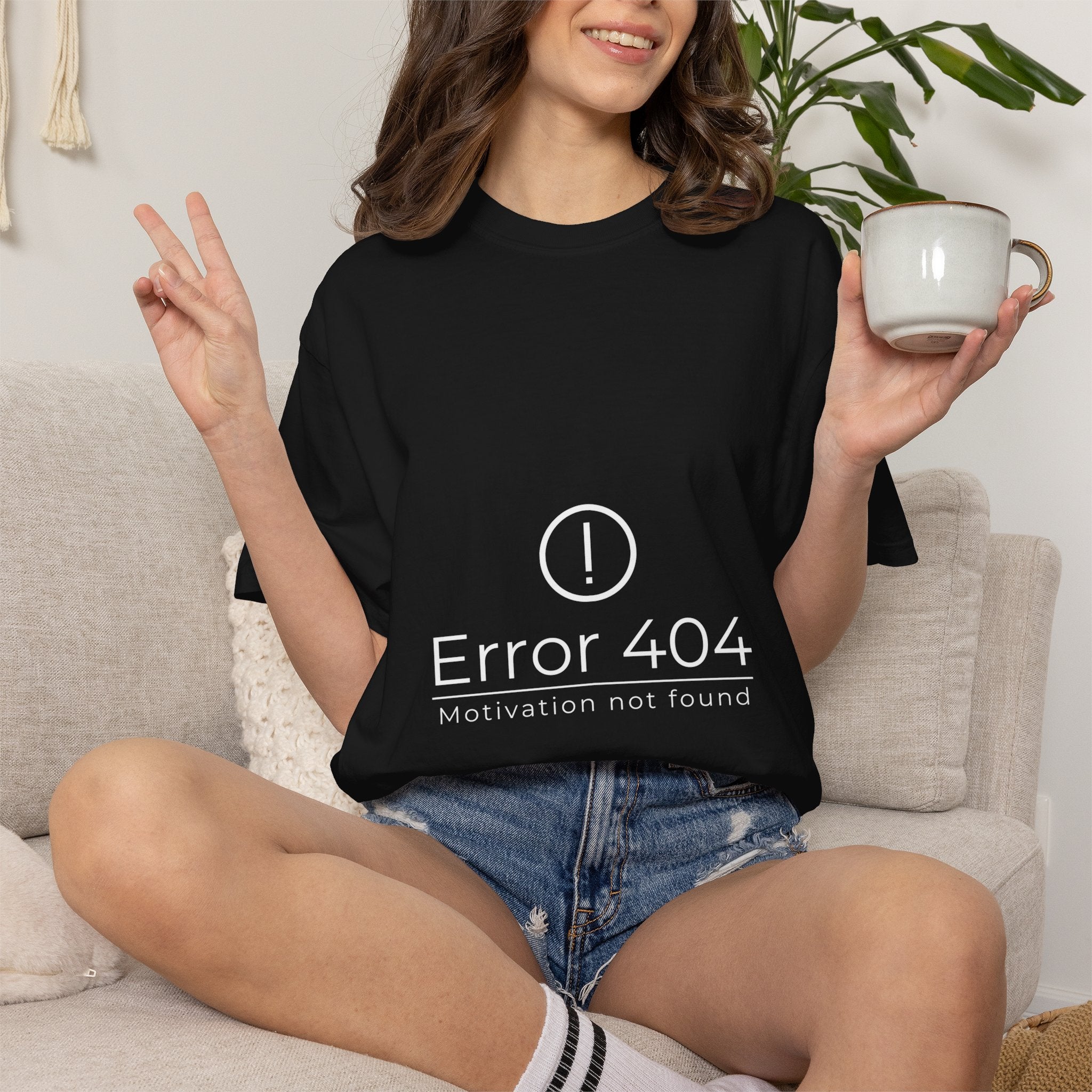 Error 404 T-Shirt — "Motivation Not Found" Funny Tech Graphic Tee