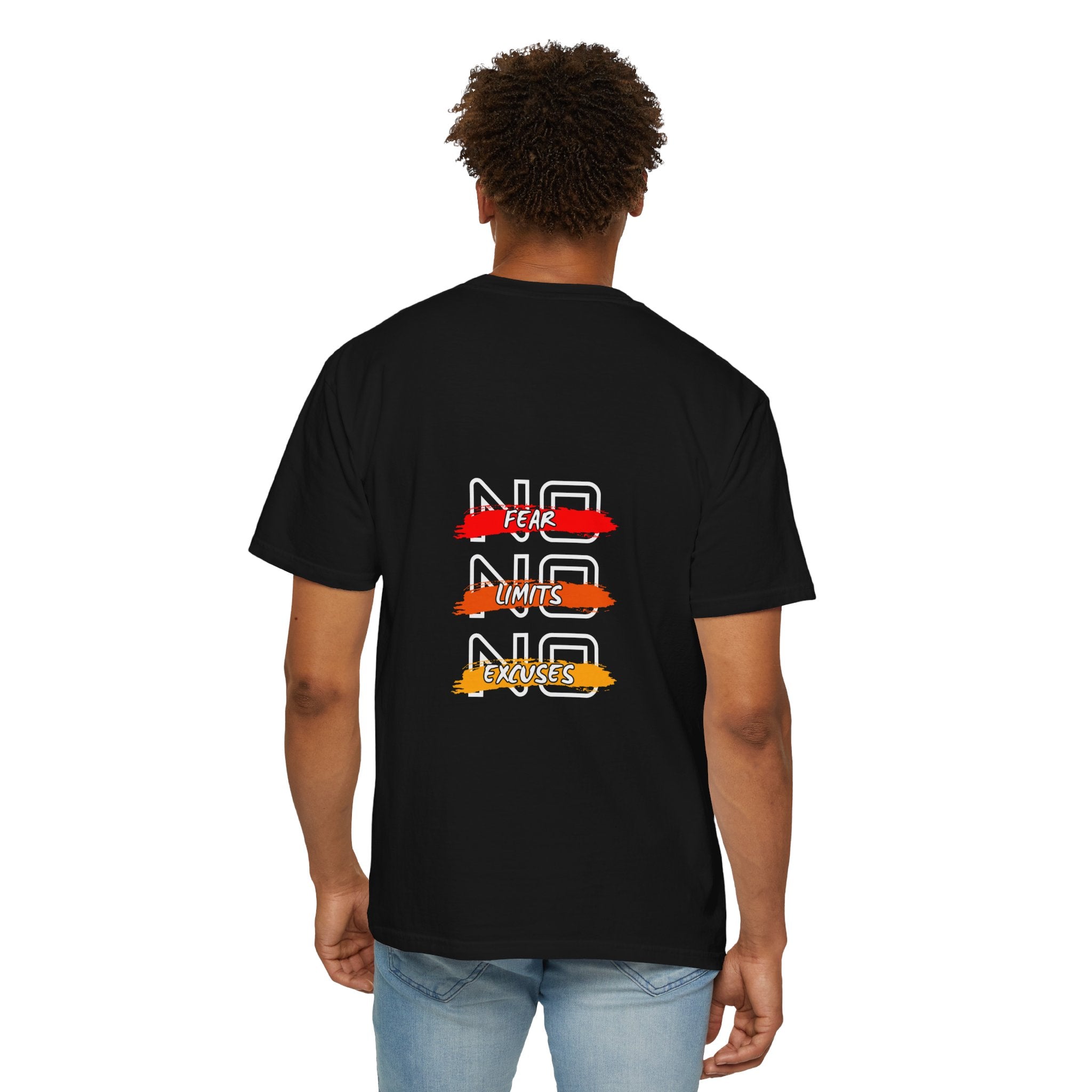 T-Shirt — "No Fear, No Limits, No Excuses" Motivational Graphic Tee