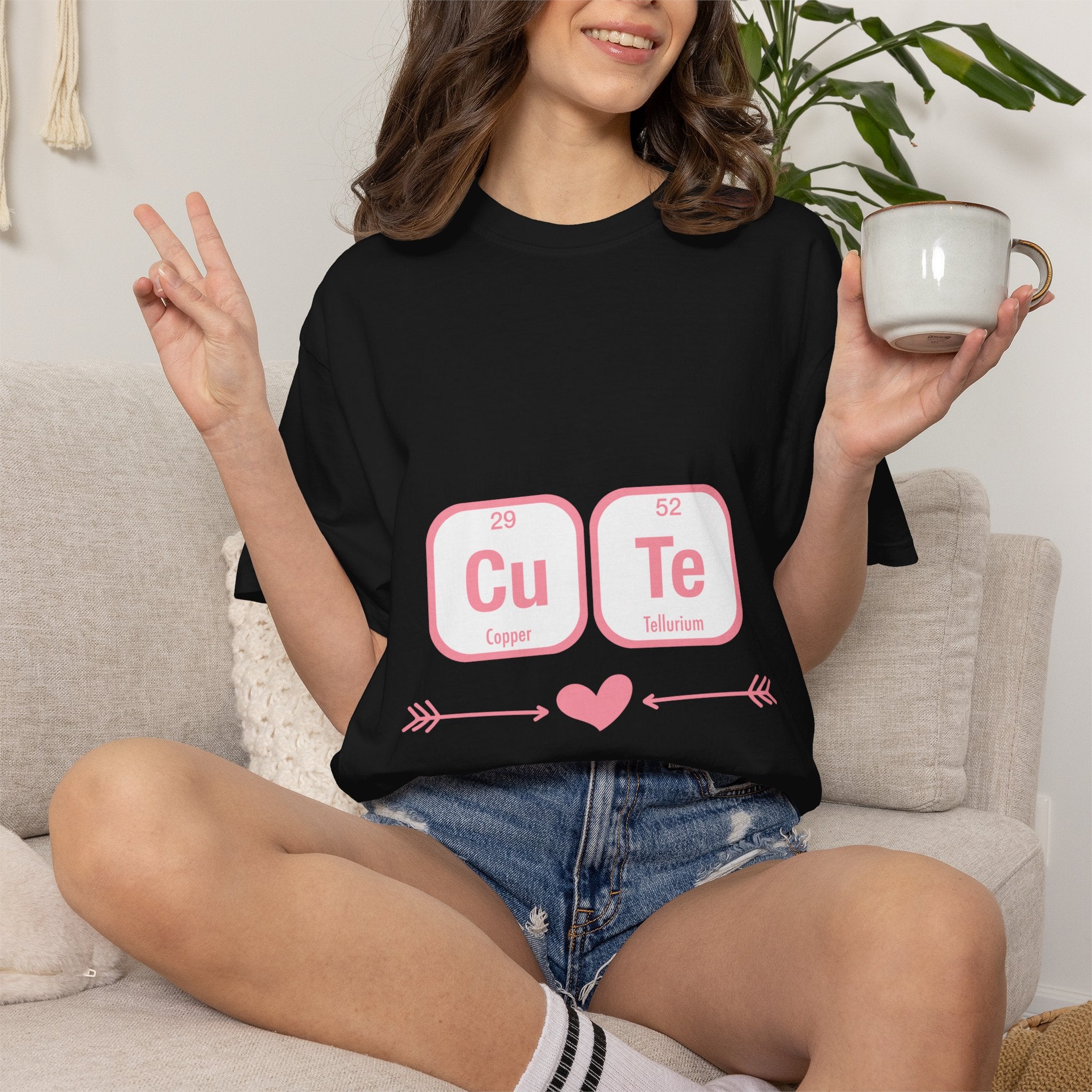 Cute Chemistry Tee — "Cu Te" Element Heart Graphic T-Shirt