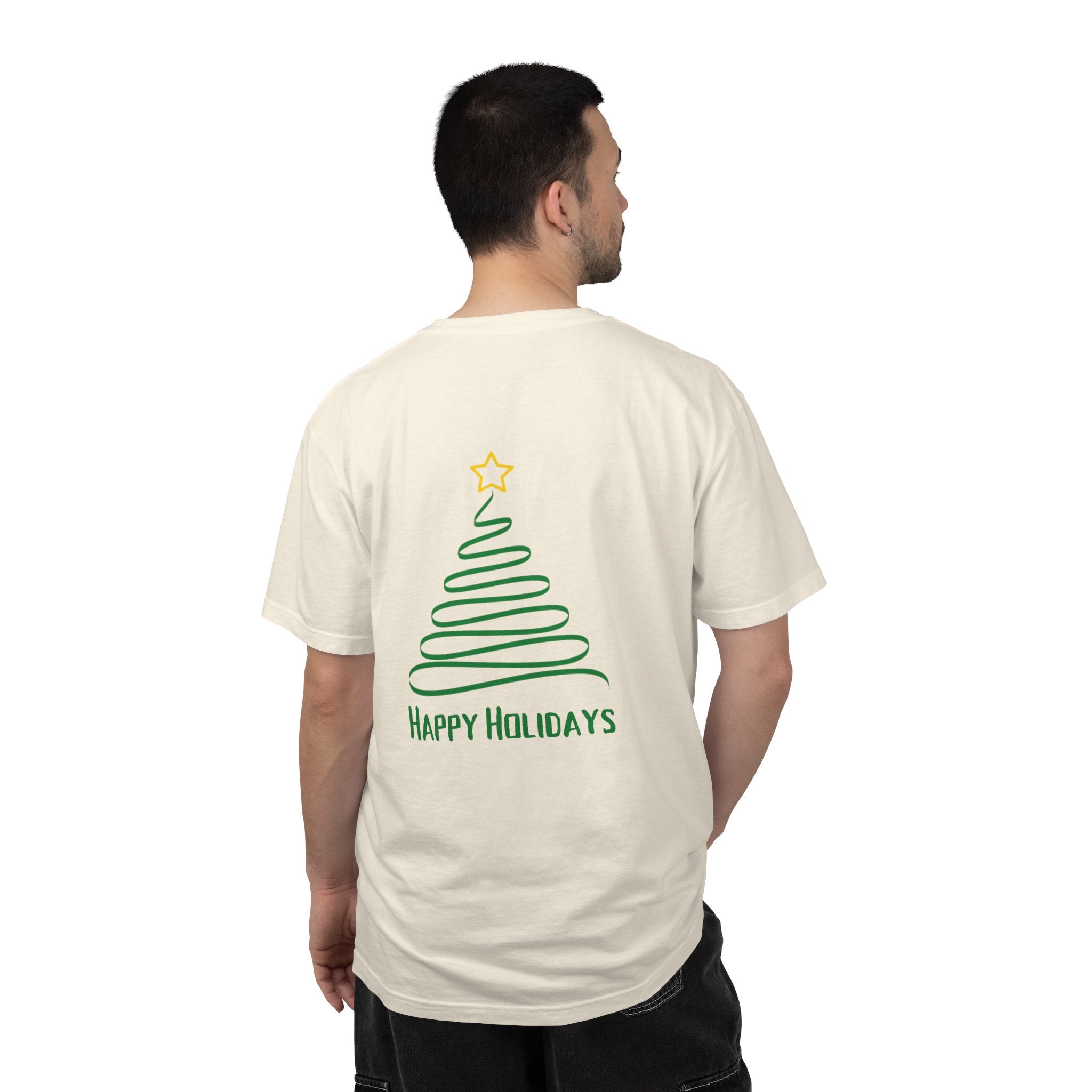 Holiday Spiral Christmas Tree T-Shirt — "Happy Holidays" Minimalist Graphic