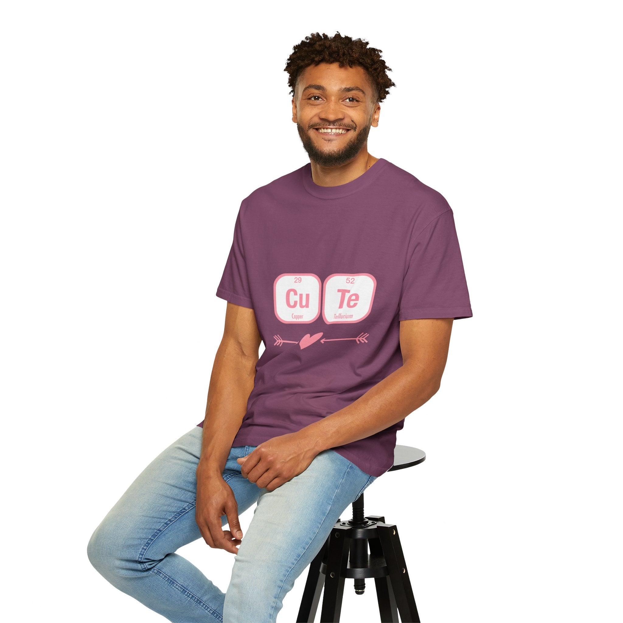 Cute Chemistry Tee — "Cu Te" Element Heart Graphic T-Shirt